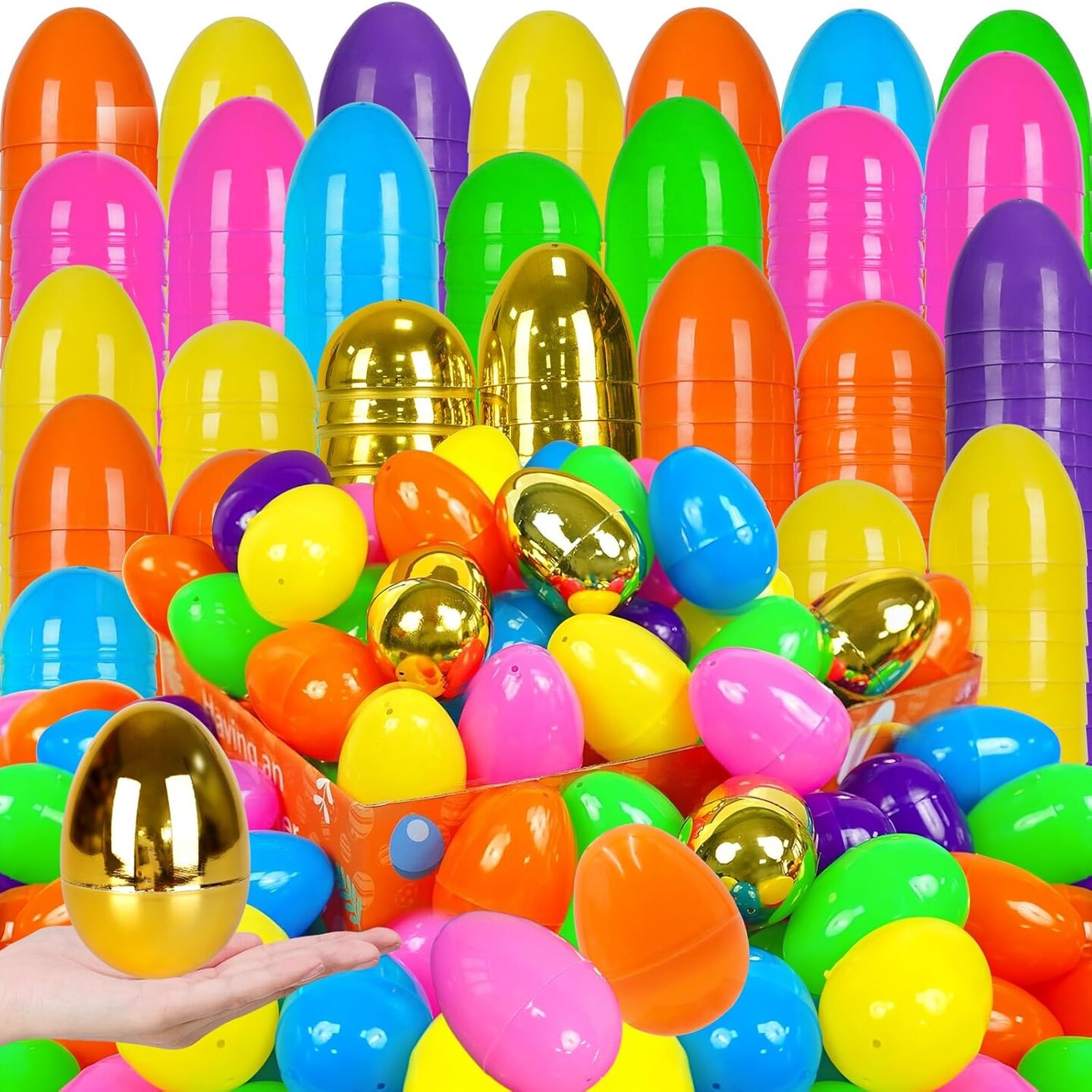 200 PCS 3&#x22; Large Plastic Easter Eggs Fillable Easter Eggs Empty Colorful Plastic Eggs Bulks for Kids Boys Girls Easter Basket Stuffers