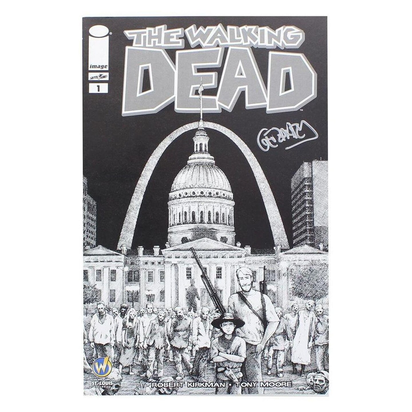 The Walking Dead #1 WW St Louis Exclusive B&#x26;W Cover Signed By Gerhard