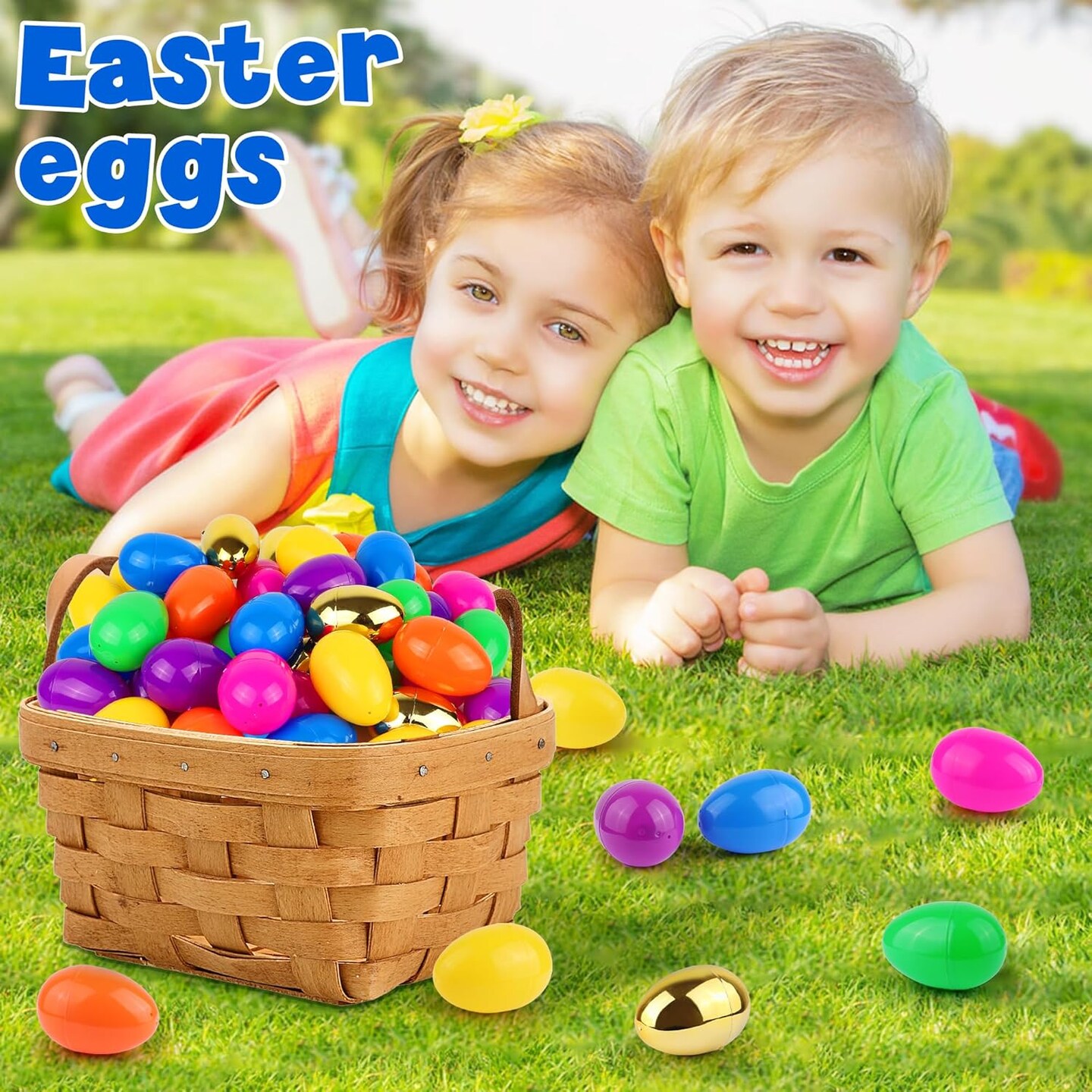 500 Pack Plastic Easter Eggs 6 Surprise Golden Eggs, Empty Easter Eggs Fillable, Bright Colors Plastic Eggs Bulks for Easter Hunt, Easter Party Favor, Basket Stuffers Fillers