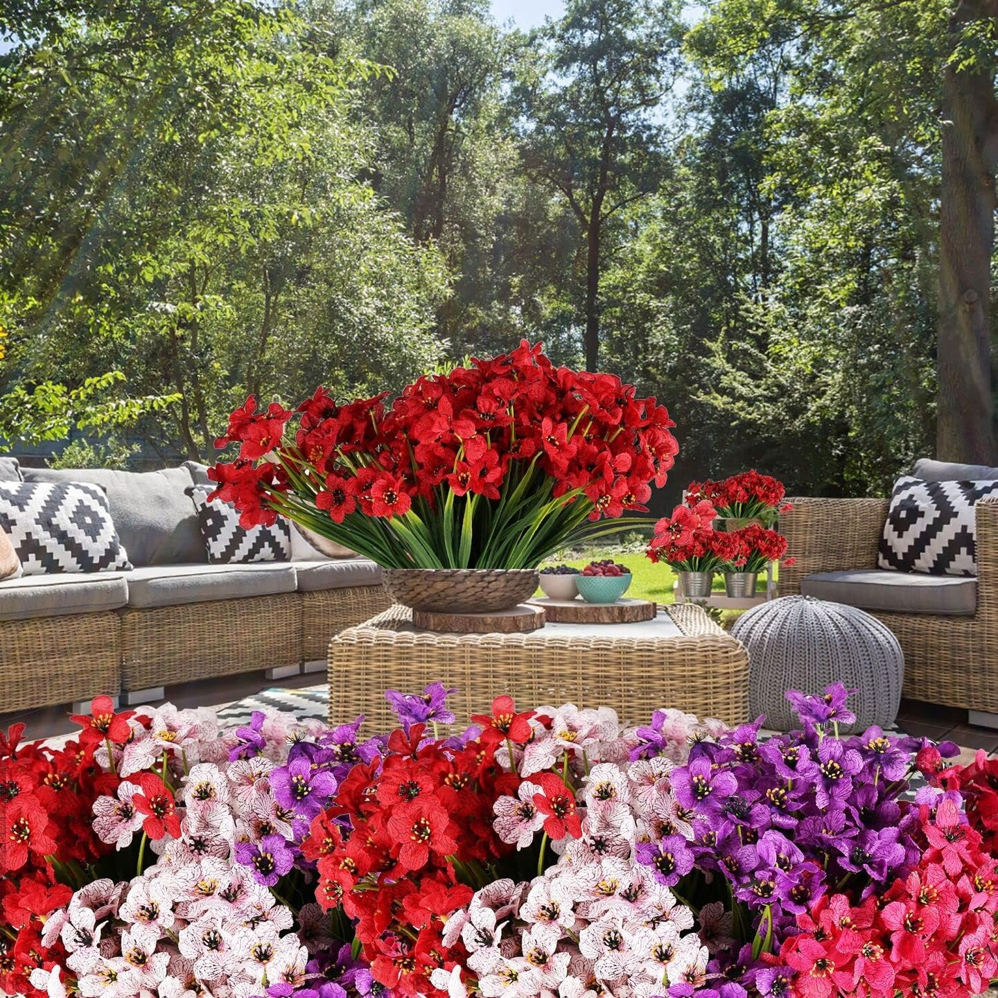 20 Bundles Artificial Flowers Outdoor UV Resistant Fake Flowers No Fade