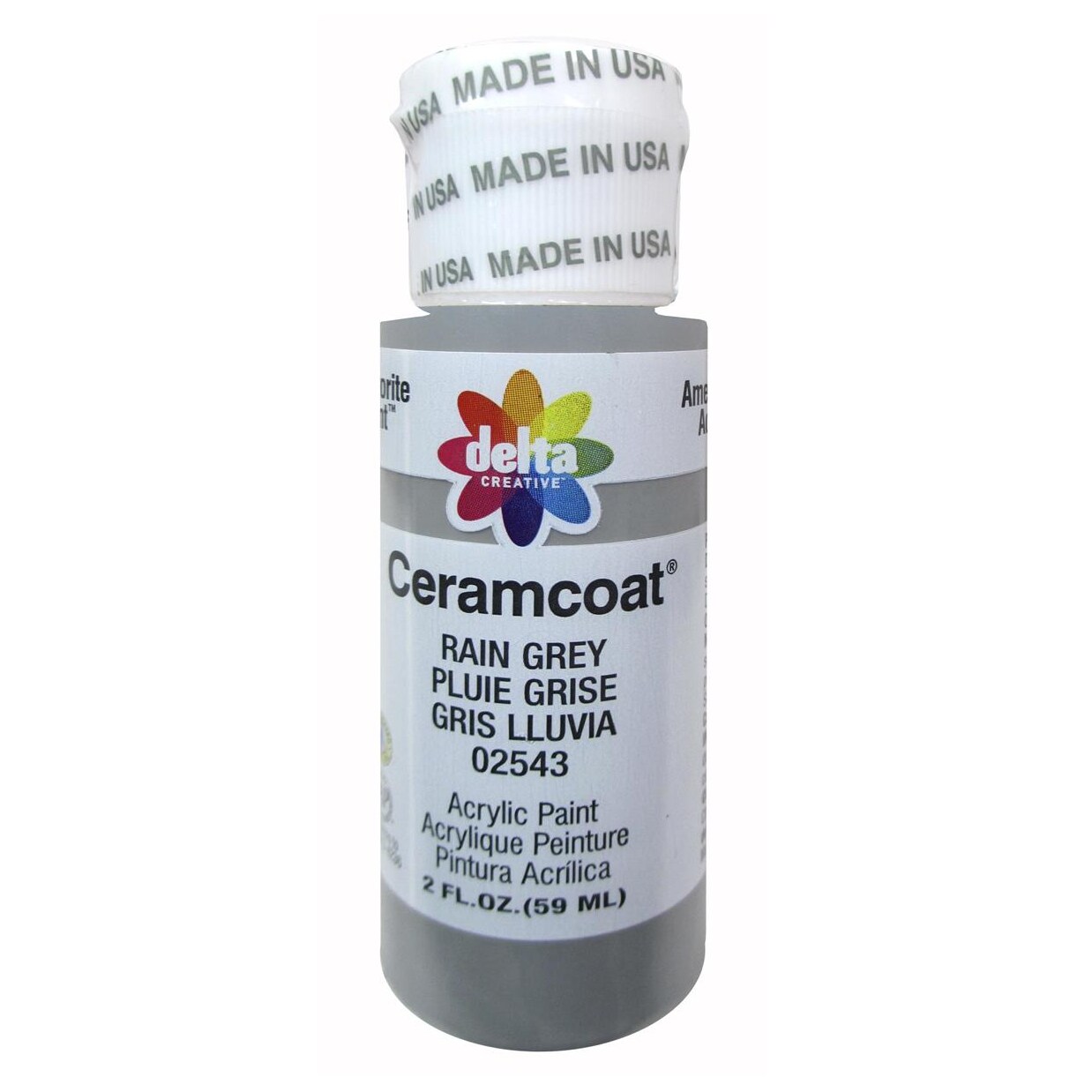 Delta Ceramcoat Acrylic Paint 2oz Rain Grey &#x2013; Multi-Surface Craft &#x26; Wood Paint for Painting Supplies, Canvas, DIY Projects, Artists &#x26; Hobbyists