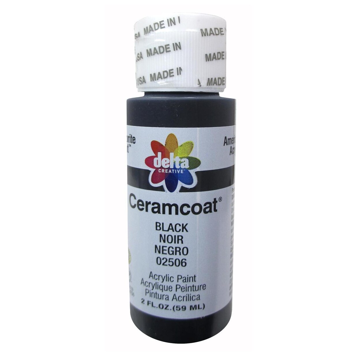 Delta Ceramcoat Acrylic Paint 2oz Black – Multi-Surface Craft & Wood Paint for Painting Supplies, Canvas, DIY Projects, Artists & Hobbyists