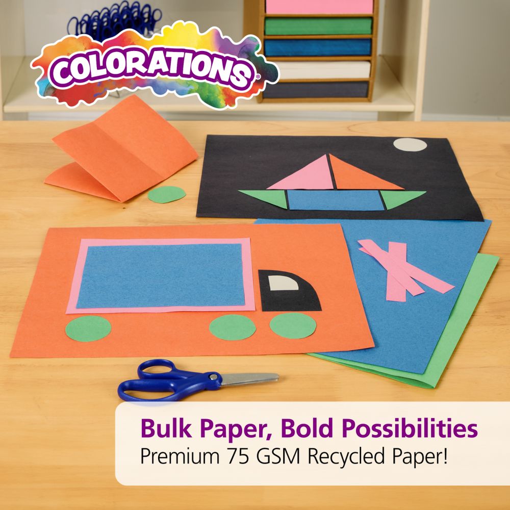 Colorations Lightweight Construction with Bonus Organizer - 1200 Sheets- 9" x 12", Assorted Colors, Bulk Arts and Crafts Supplies, Classroom Must Haves