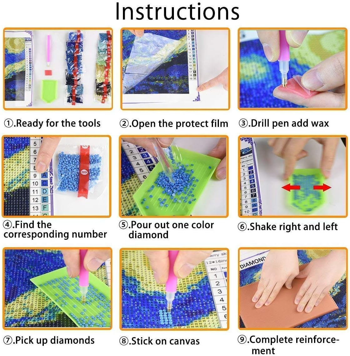 5D Full Drill Diamond Painting Kit, DIY Round Diamond Rhinestone Painting Kits Painting Cross Stitch Embroidery Pictures Arts Craft for Home Wall Decor (Lion, 15.7x11.8 Inch)