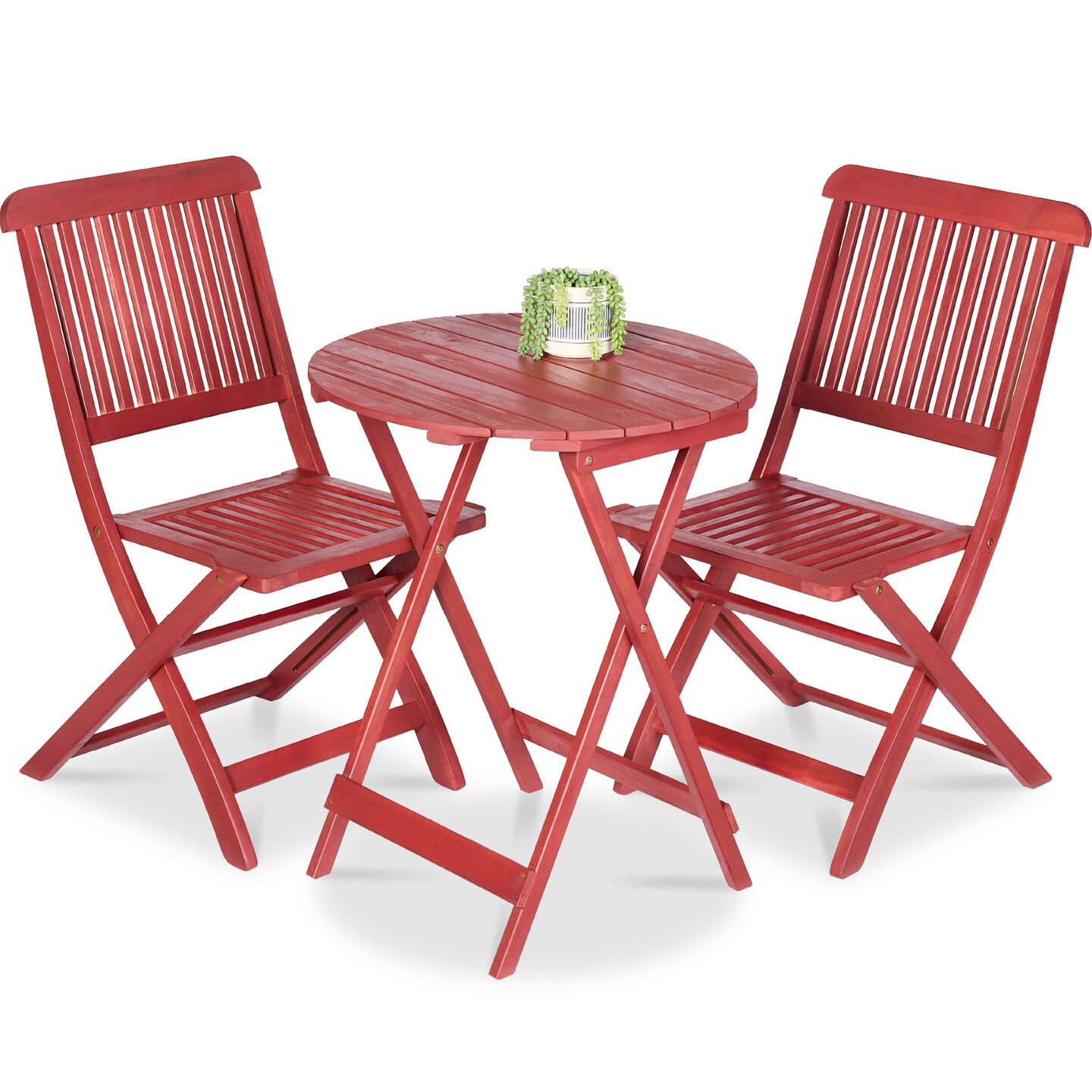 Best Choice Products 3-Piece Acacia Wood Bistro Set, Folding Patio Furniture w/ 2 Chairs, Table