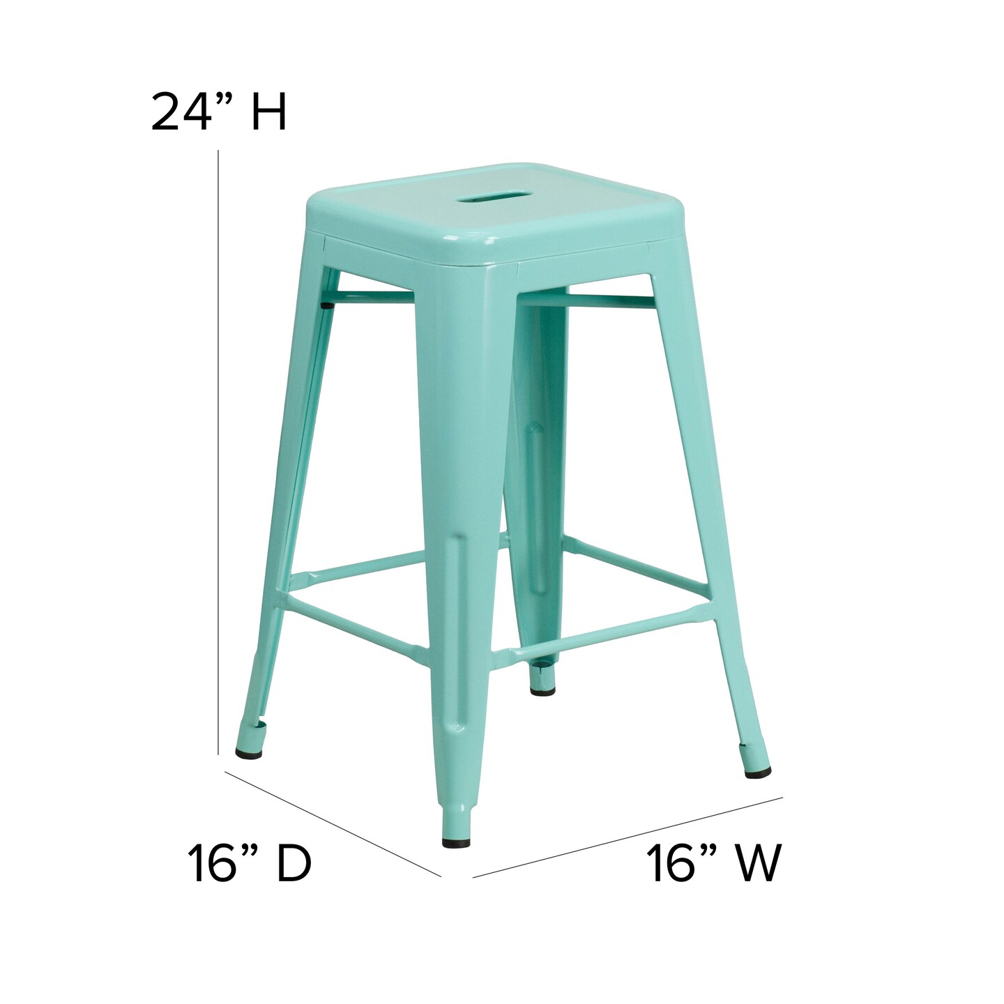 Merrick Lane Newark Series Backless Metal Stool with Square Seat for Indoor-Outdoor Use