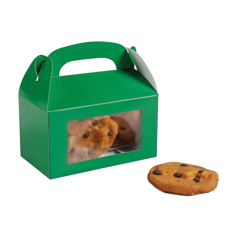 6" x 7" Orange Cardstock Treat Boxes with Display Window Set of 12