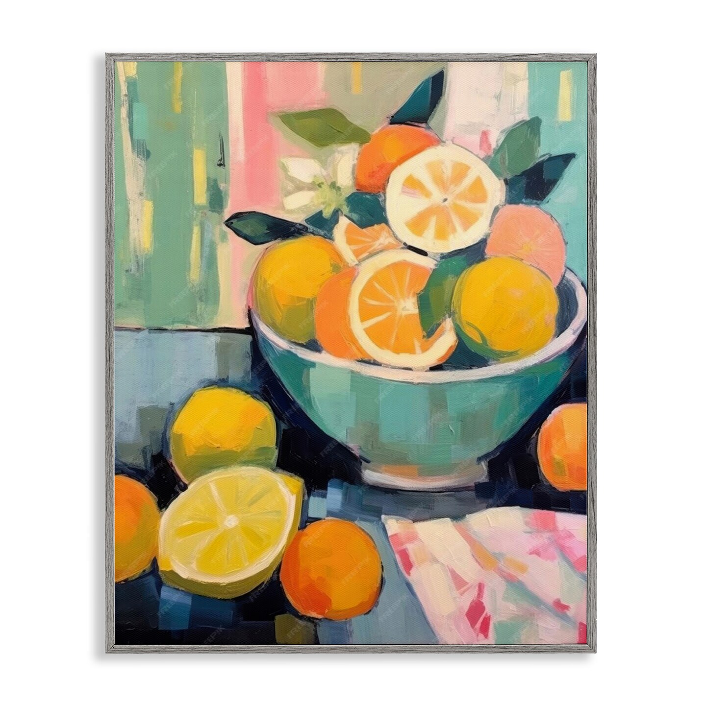 Stupell Industries Orange & Lemon Bowl Framed Giclee Wall Art Design by LSR Design Studio
