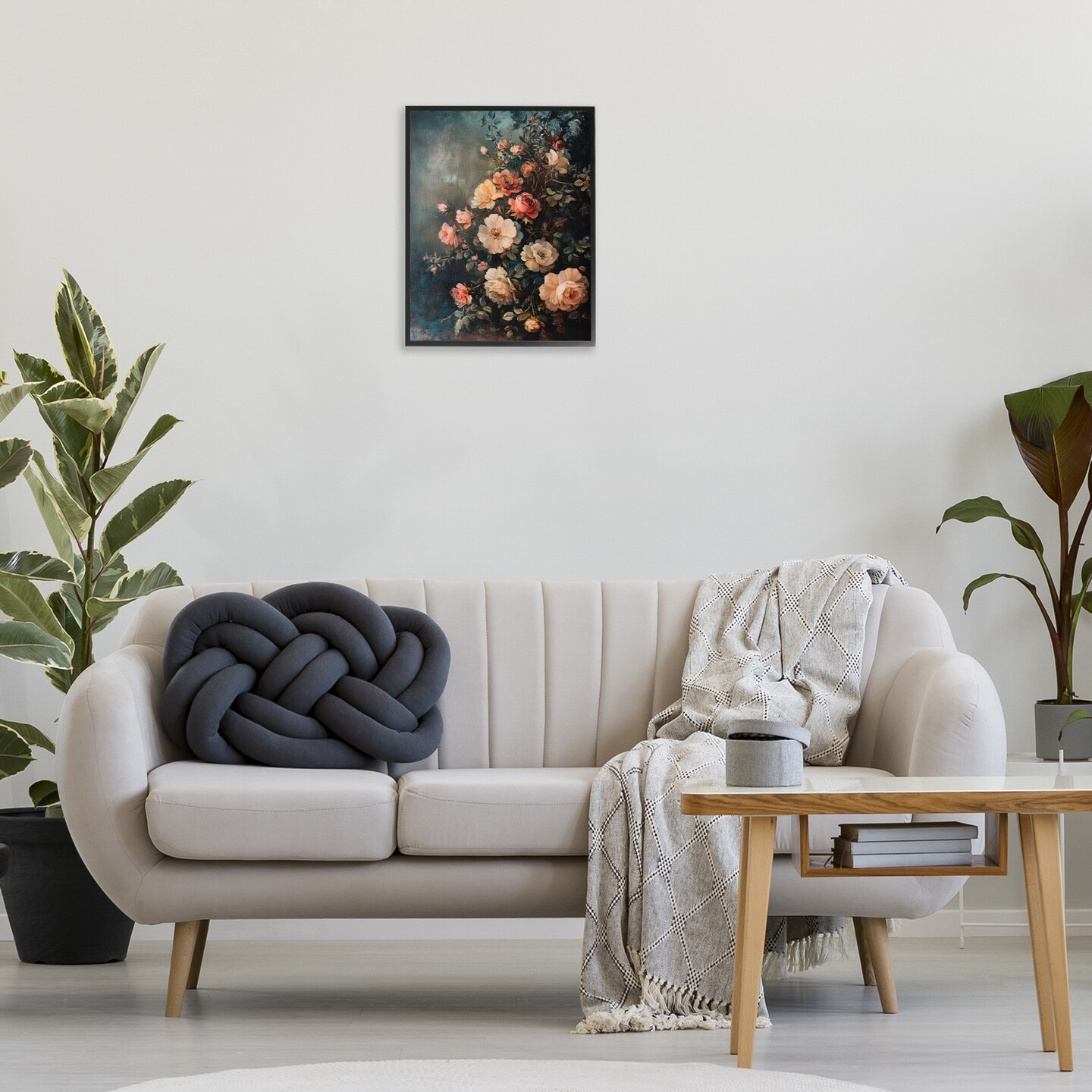 Stupell Industries Dark Rose Florals Framed Giclee Wall Art Design by Petal Prints Design