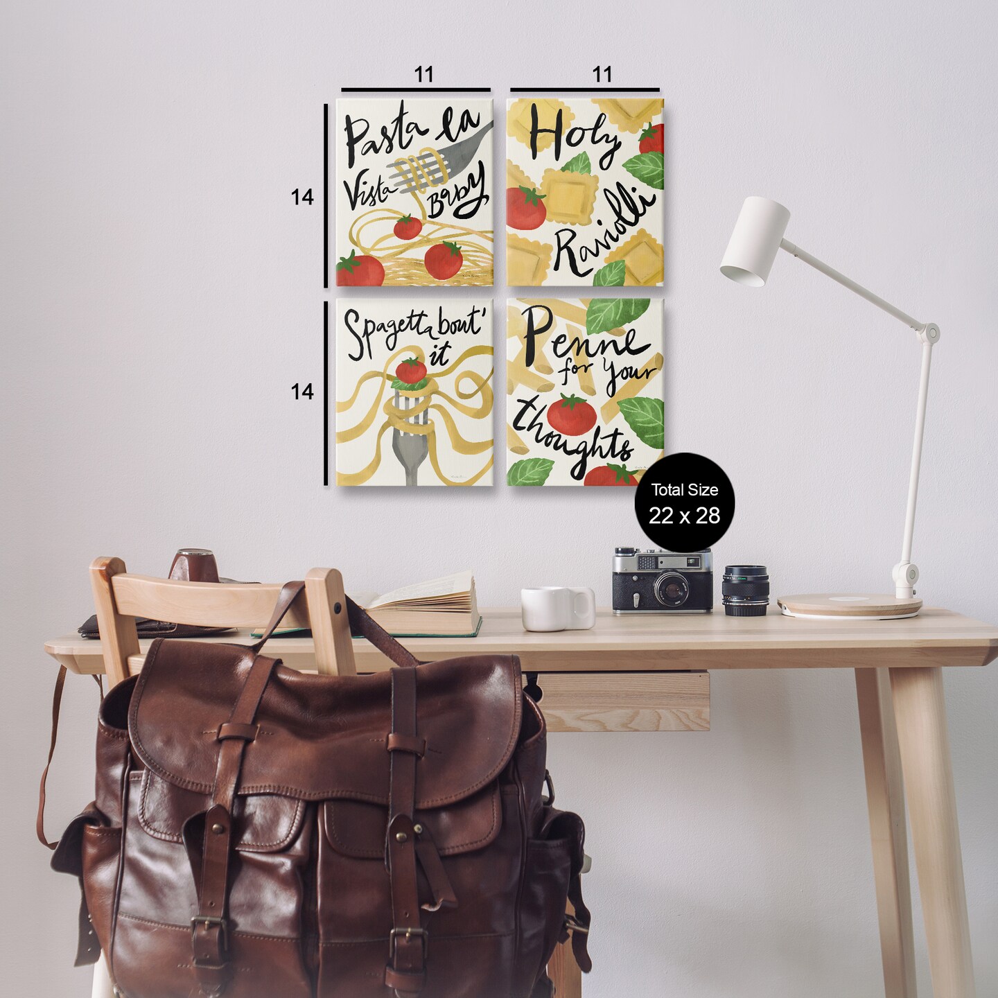 Stupell Industries Funny Pasta Puns 4pc Canvas Wall Art Set Design by Farida Zaman