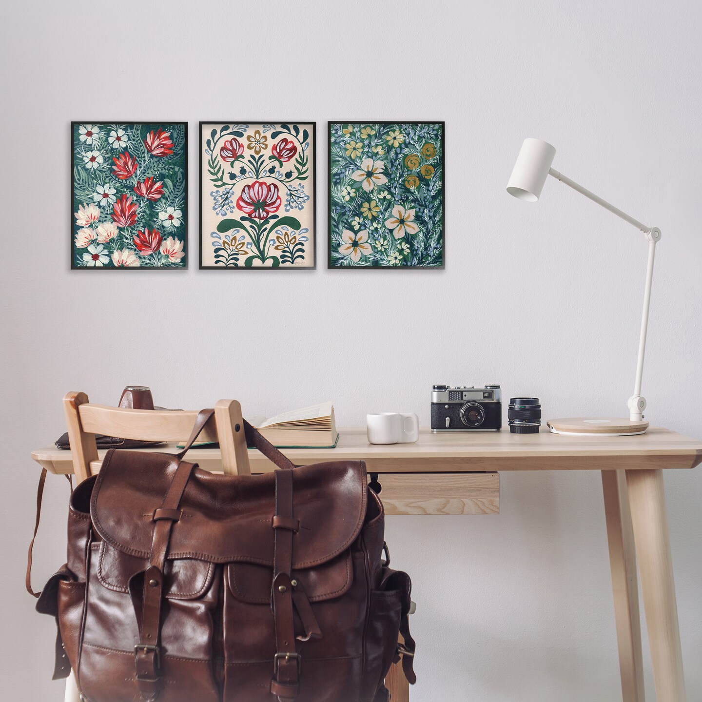 Stupell Industries Boho Folksy Florals 3pc Framed Giclee Wall Art Set Design by Yvette St. Amant