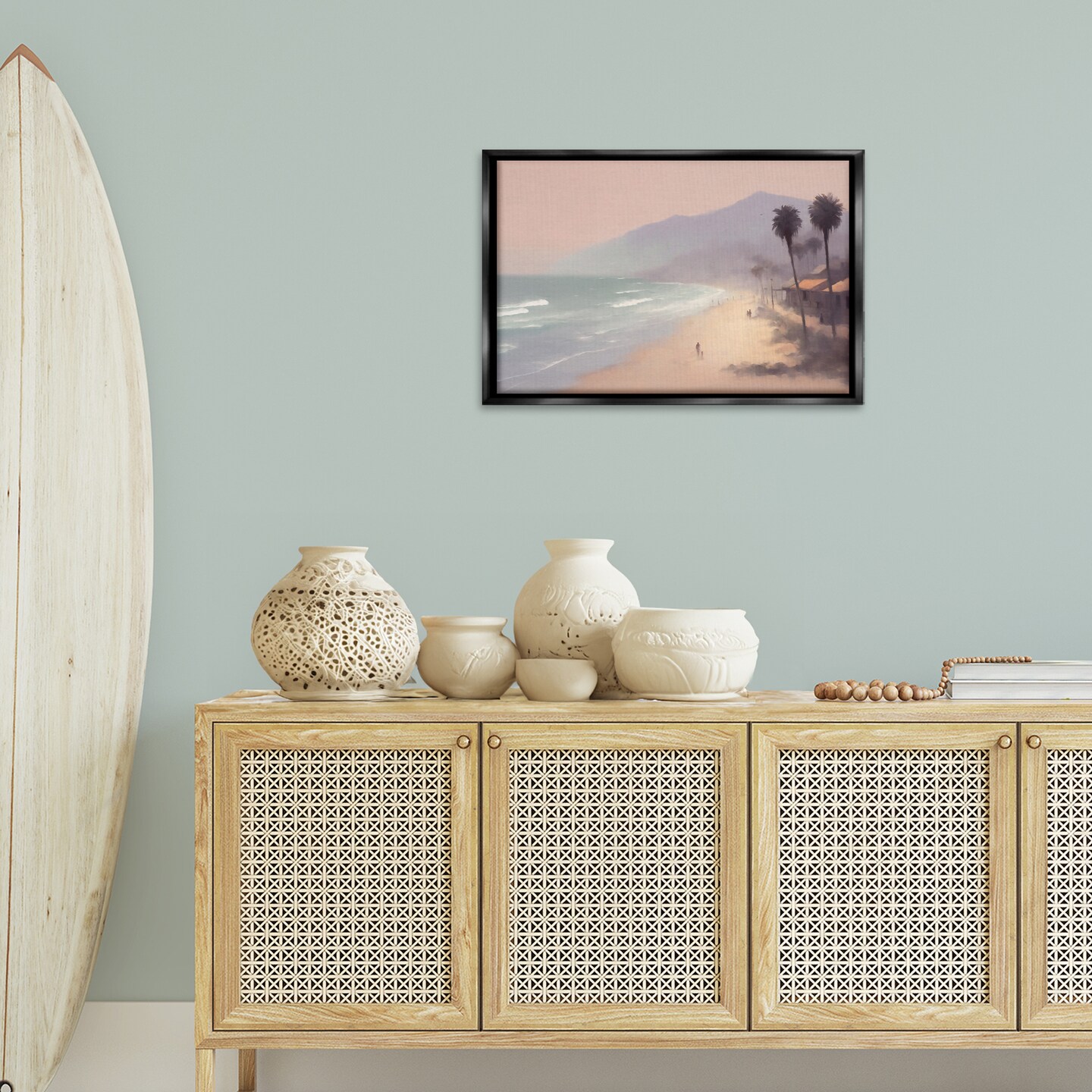 Stupell Industries Beachside Cabins View Floater Framed Canvas Wall Art Design by Noah Bay