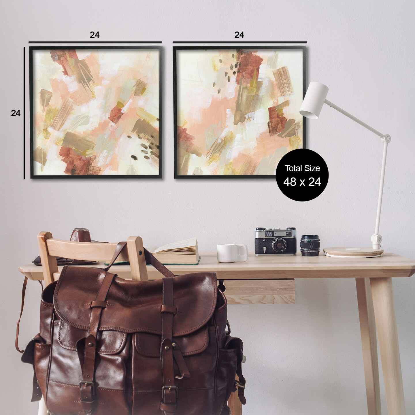 Stupell Industries Energetic Beige Palette 2pc Framed Giclee Wall Art Set Design by June Erica Vess