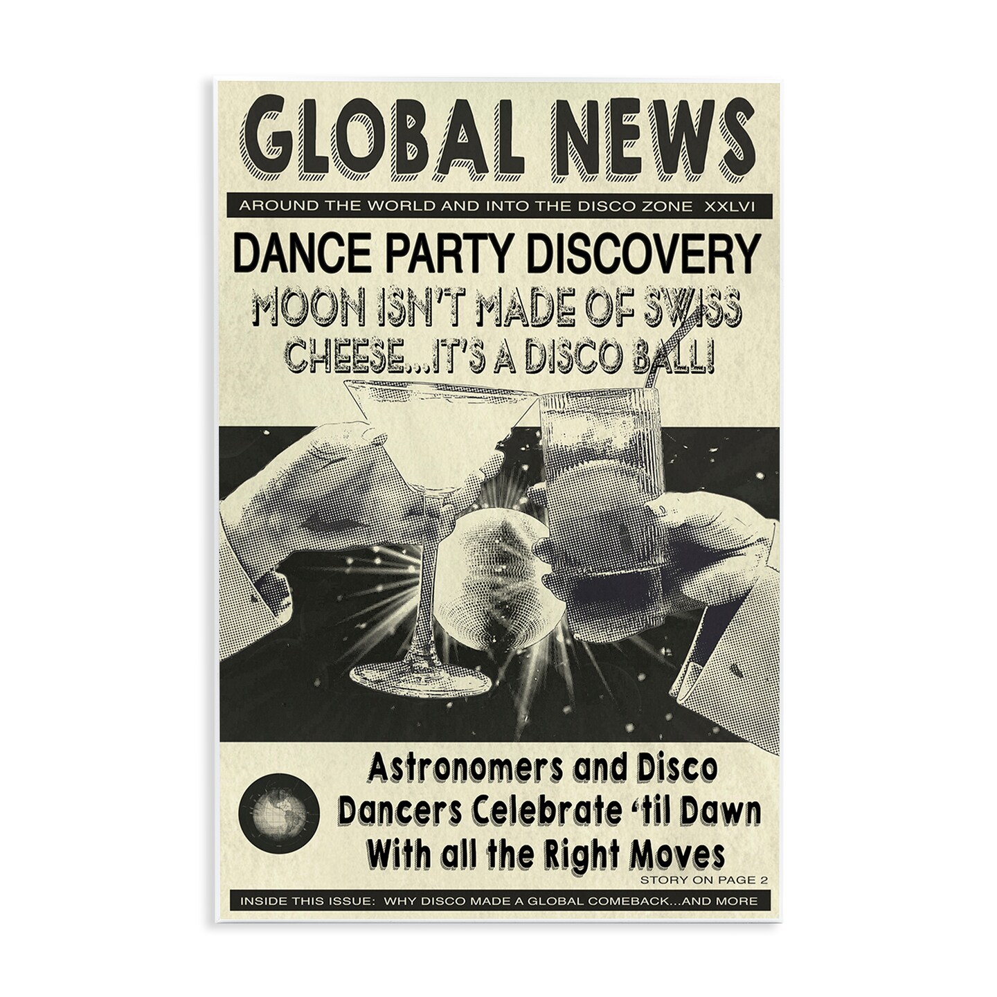 Stupell Industries Vintage Disco News Article Wall Plaque Art Design by Graffi*tee Studios