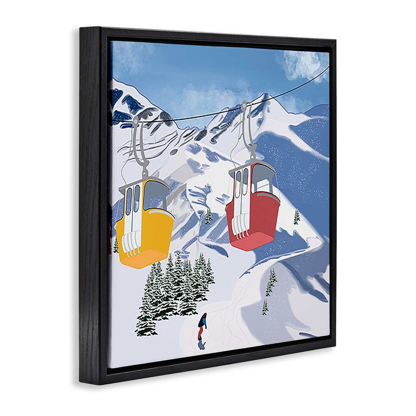 Stupell Industries Ski Lift over Vast Mountain Floater Framed Canvas Wall Art Design by Ashley Singleton