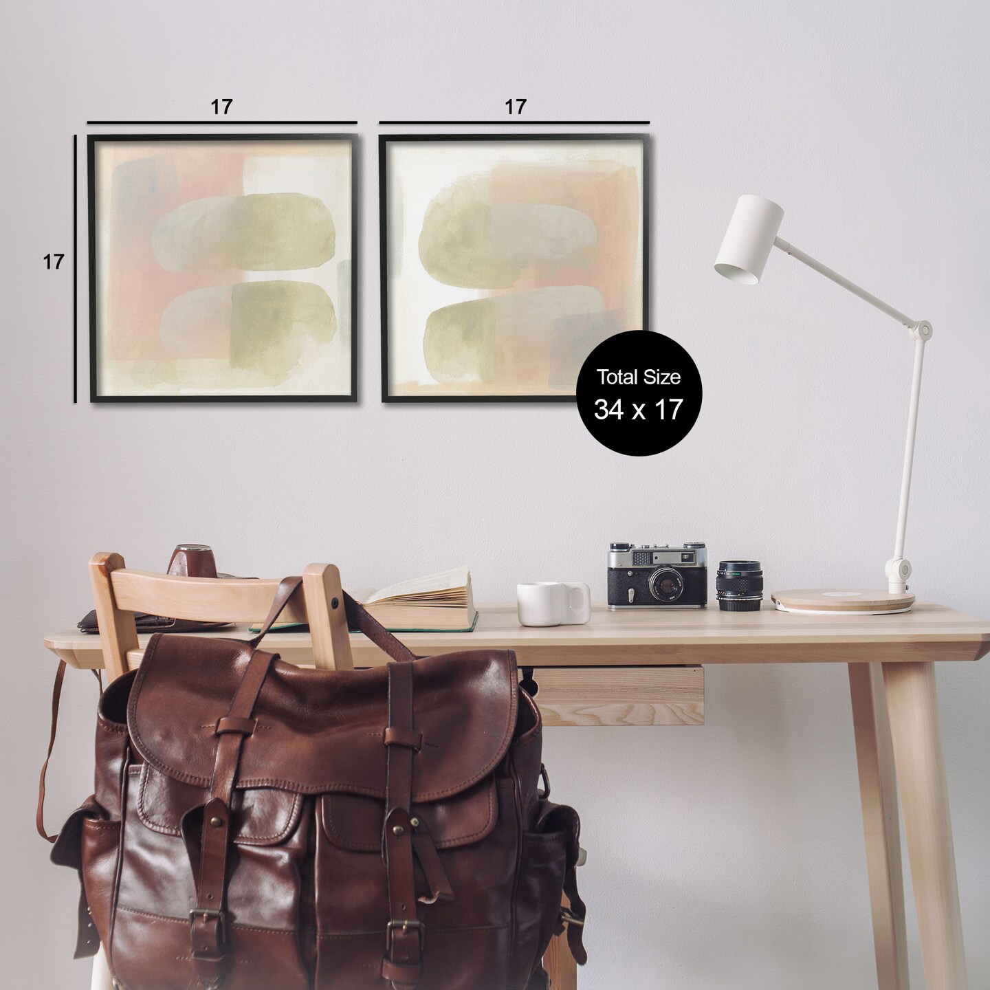 Stupell Industries Neutral Oblong Shapes Abstract 2pc Framed Giclee Wall Art Set Design by June Erica Vess