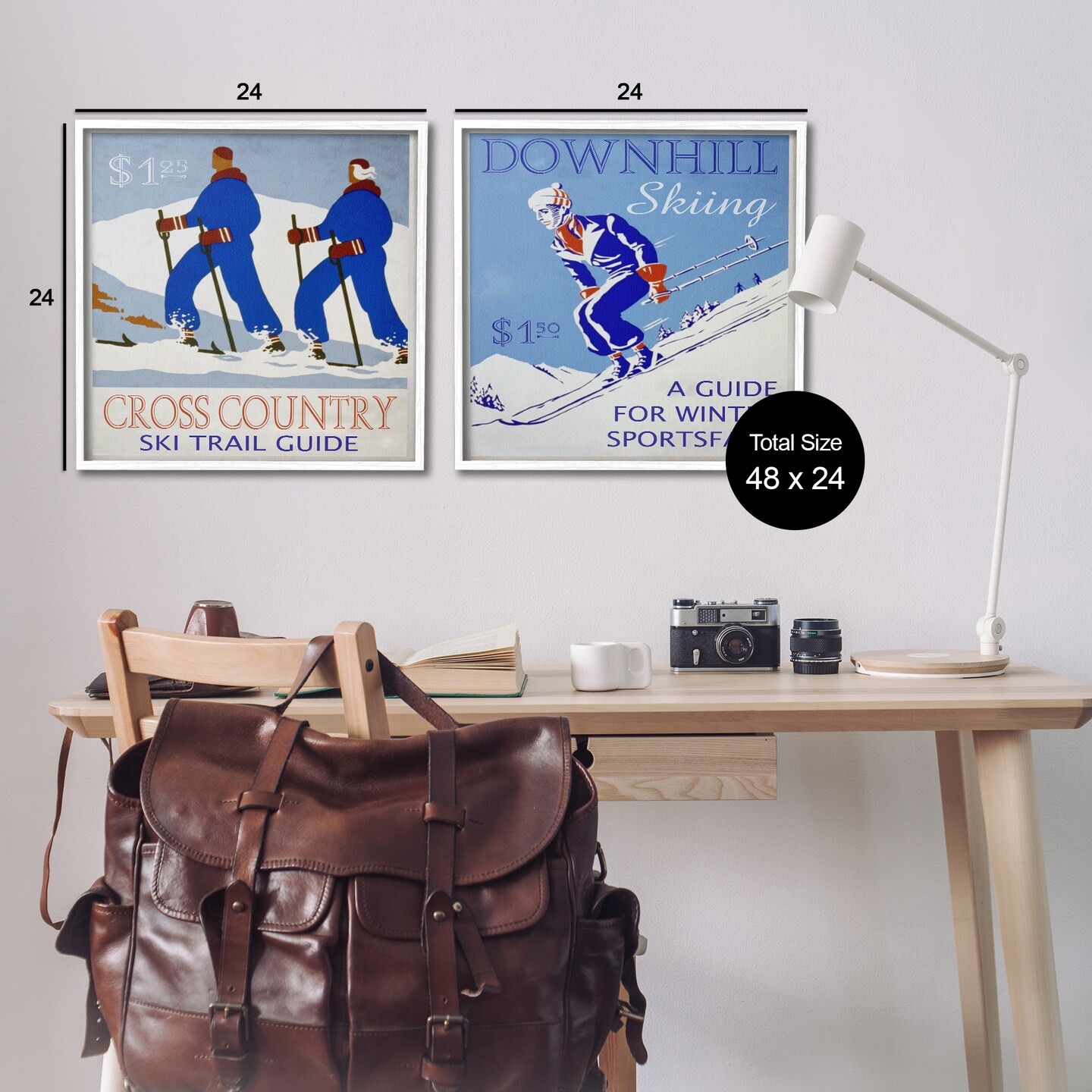 Stupell Industries Cross Country Skiing Posters 2pc Framed Giclee Wall Art Set Design by Graffi*tee Studios