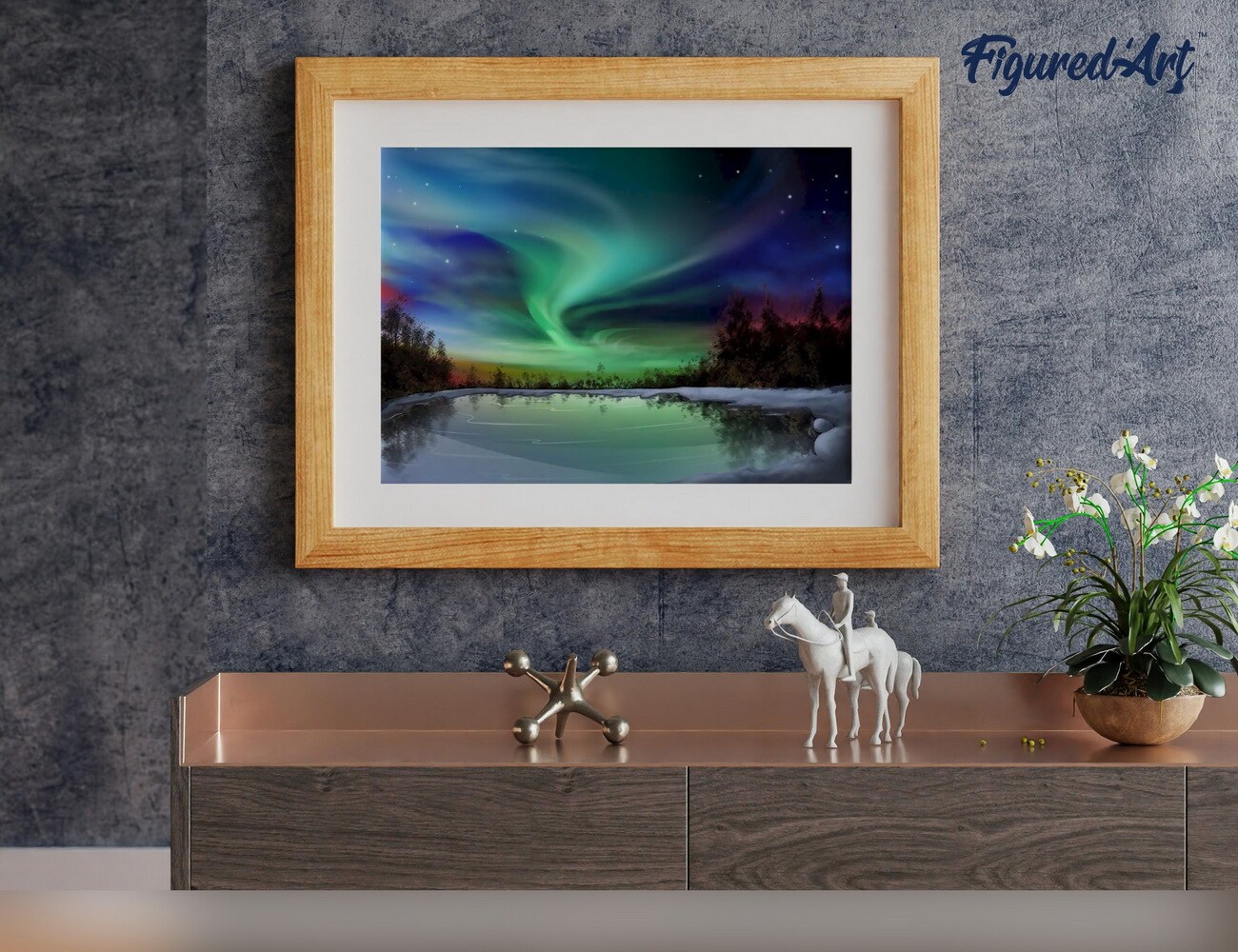 Figured'Art Paint by Numbers Kit for Adults Aurora borealis and Lake 16"x20" - Craft Art Painting DIY Kit Rolled Canvas without frame
