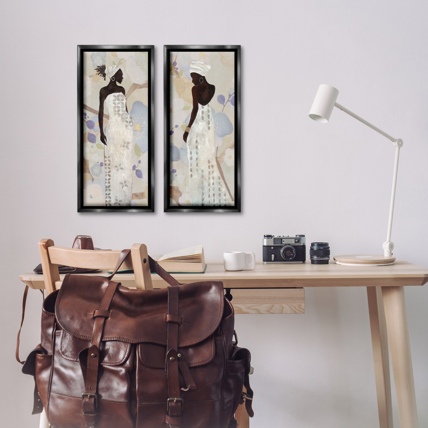 Stupell Industries Stylish Neutrals Women 2pc Floater Framed Canvas Wall Art Set Design by Janet Tava