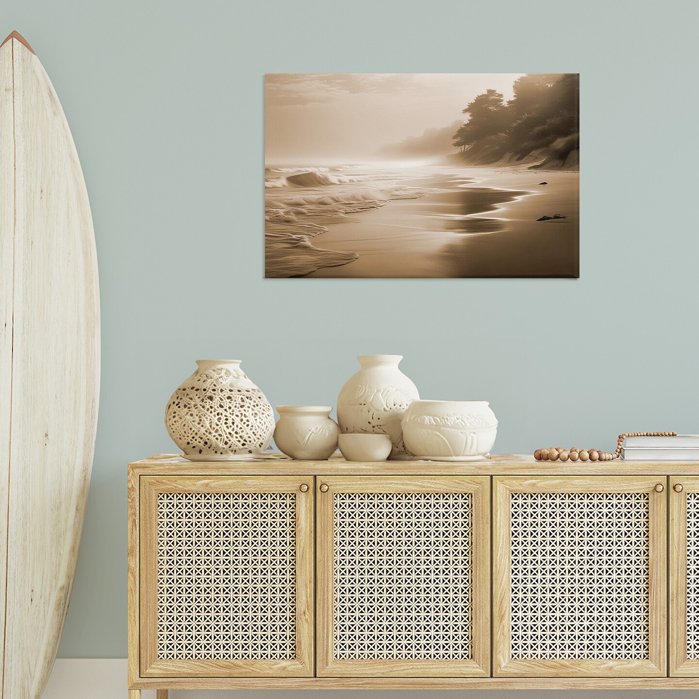 Stupell Industries Sepia Smooth Beach Landscape Canvas Wall Art Design by Noah Bay