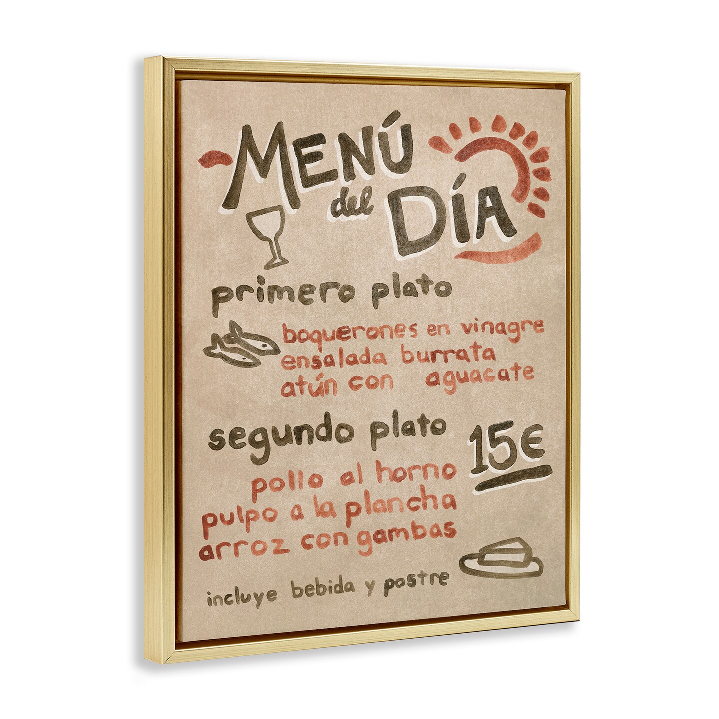 Stupell Industries Spanish Restaurant Menu Floater Framed Canvas Wall Art Design by June Erica Vess 