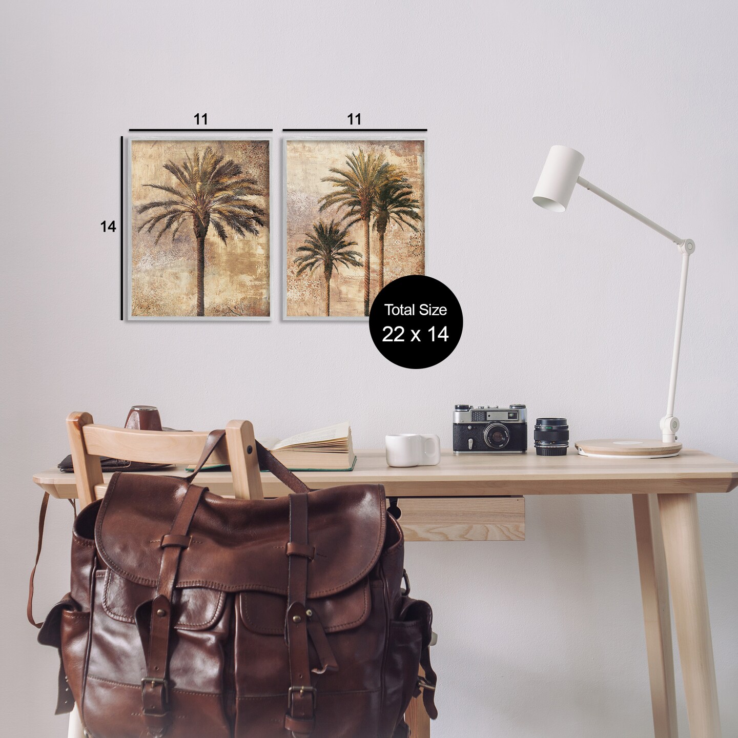 Stupell Industries Arching Palm Leaves 2pc Framed Giclee Wall Art Set Design by John Seba