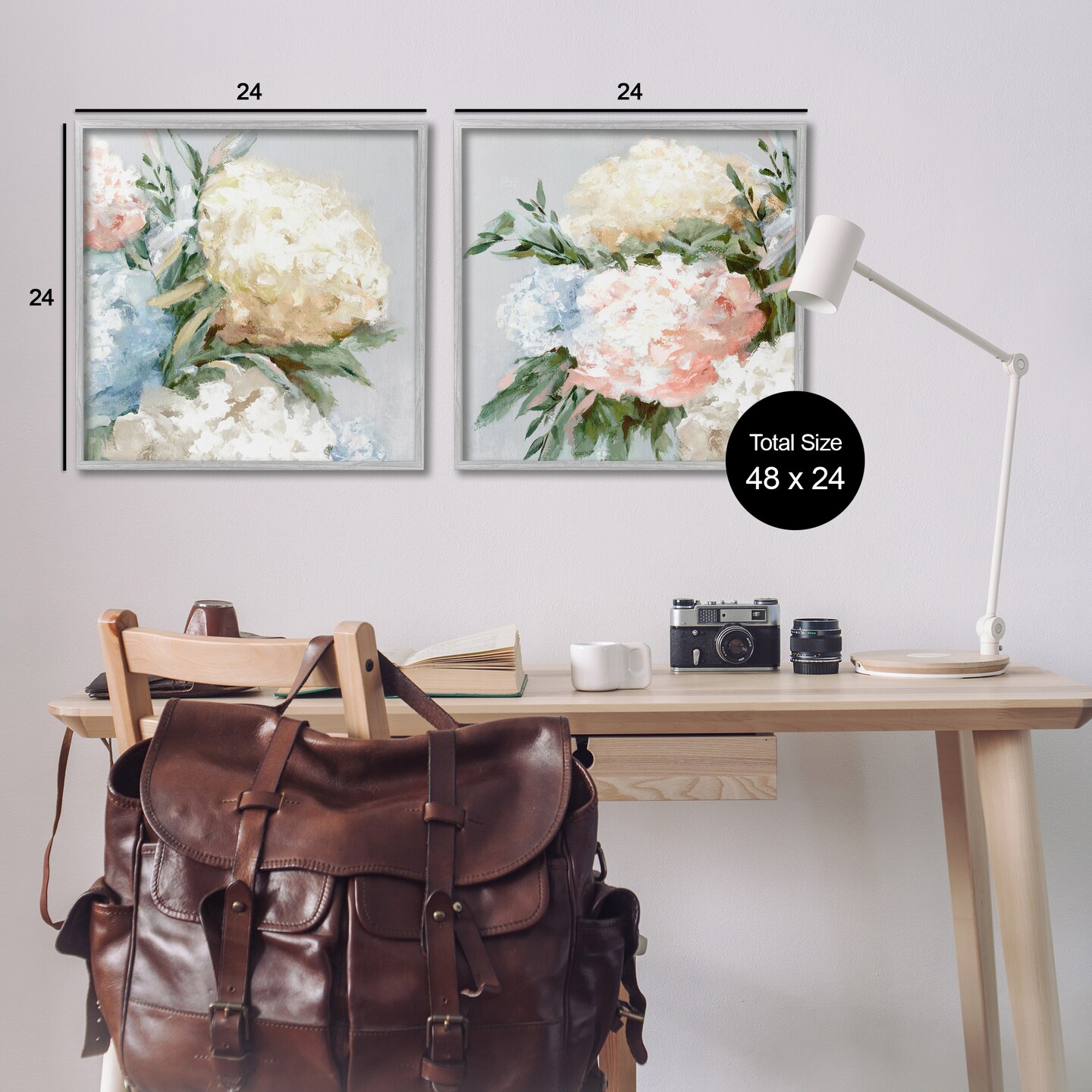 Stupell Industries Pastel Blooming Hydrangeas 2pc Framed Giclee Wall Art Set Design by Alex Black