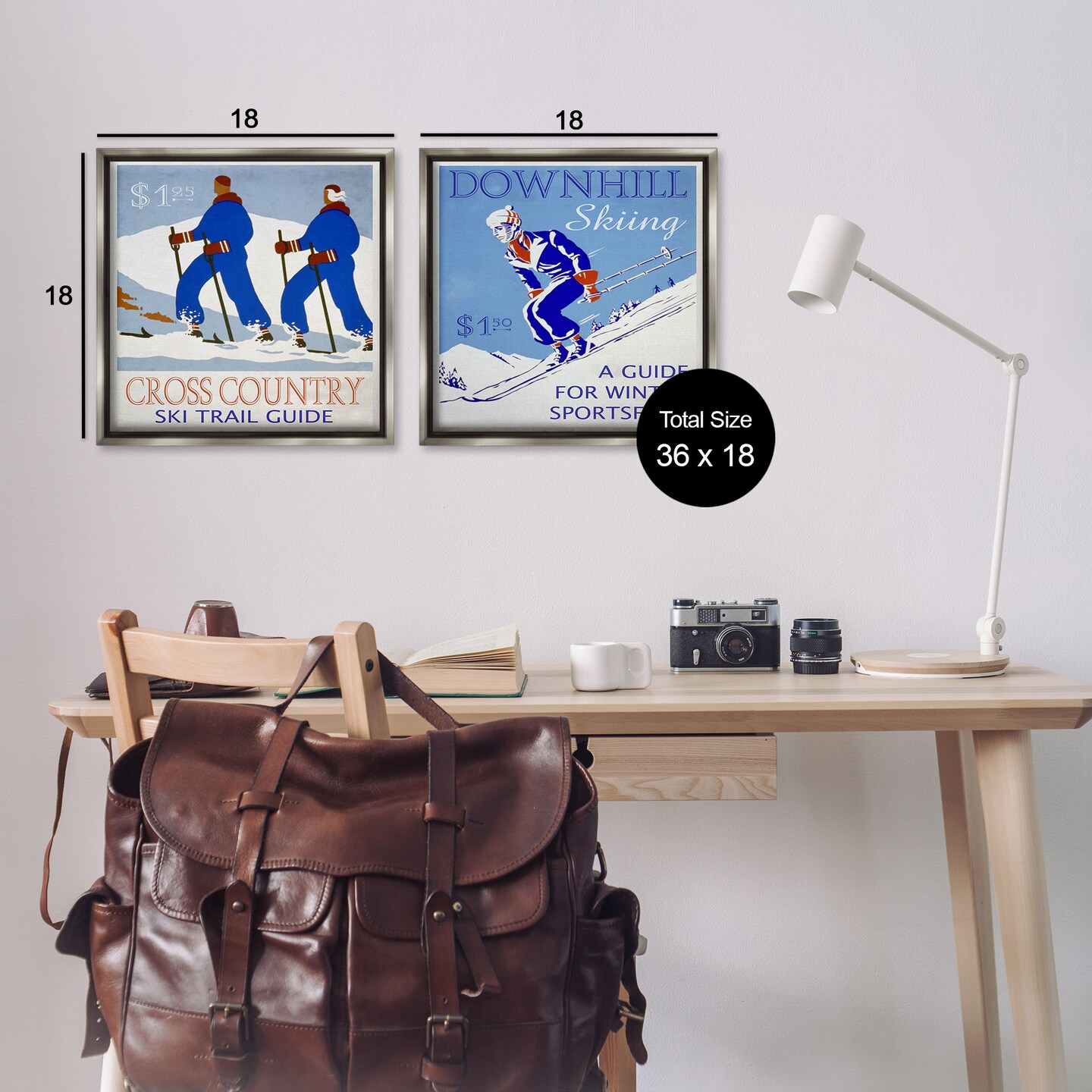 Stupell Industries Cross Country Skiing Posters 2pc Floater Framed Canvas Wall Art Set Design by Graffi*tee Studios