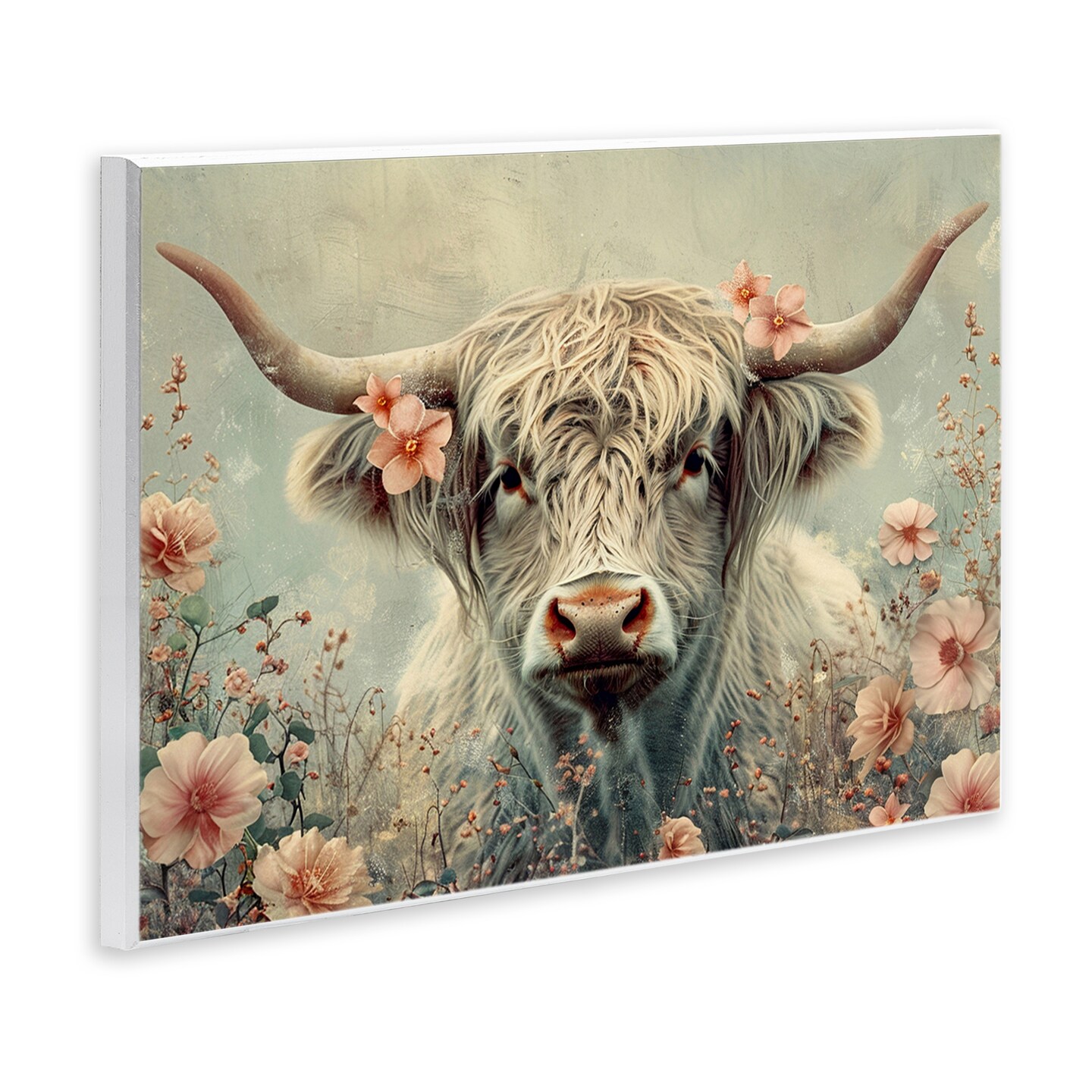 Stupell Industries Cow with Cherry Blossoms Wall Plaque Art Design by LSR Design Studio