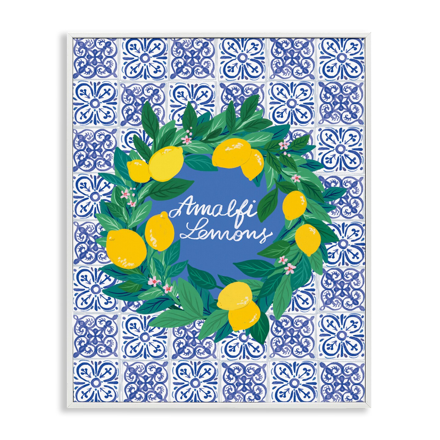 Stupell Industries Amalfi Lemons on Tile Framed Giclee Wall Art Design by Be Ni La