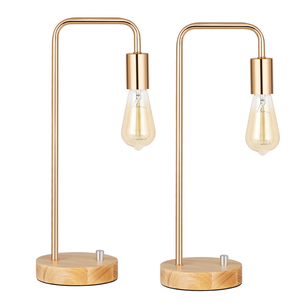 2PCS Industrial Table Lamps Bedside Lamps for Bedroom, Living Room, Office Gold