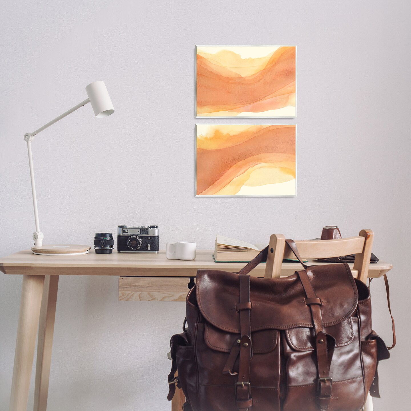 Stupell Industries Curving Orange Waves 2pc Wall Plaque Art Set Design by Grace Popp