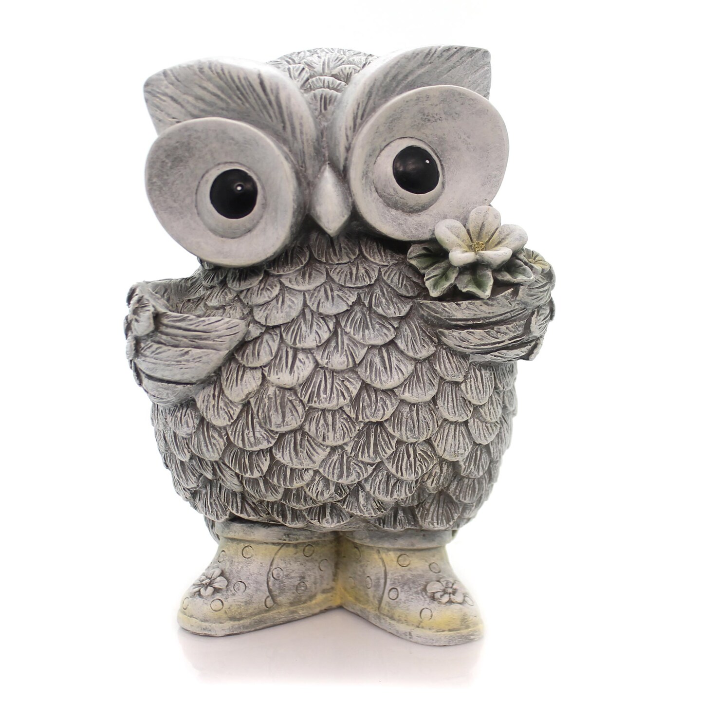 Roman 8.75 In Owl In Rain Statue Summer Figurine , Water Resistant Summer Decor Flowers Boots