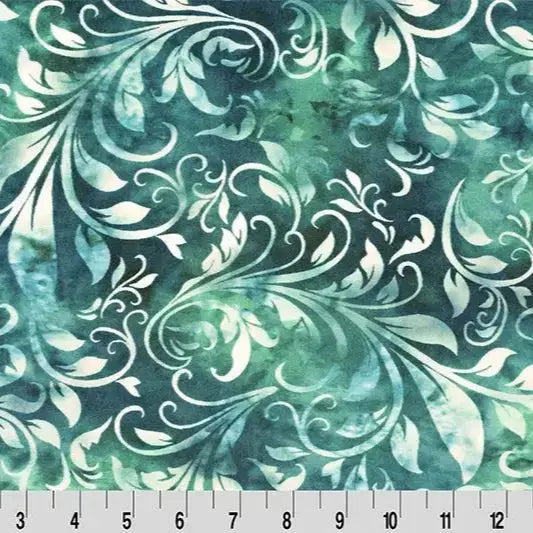 Green Teal Bliss Batik Isabella Digital Cuddle Fabric per yard