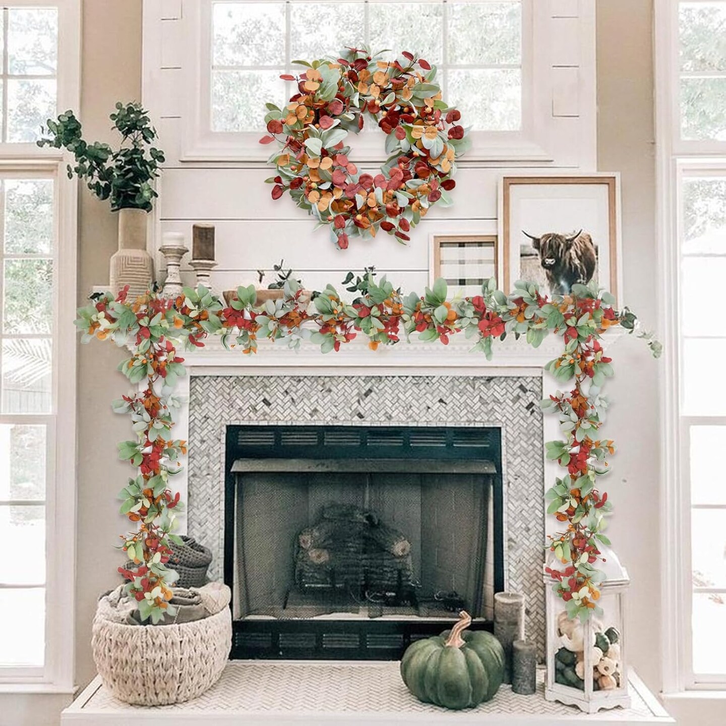 Artificial Fall Wreath(14 x 13 x 2 inches)