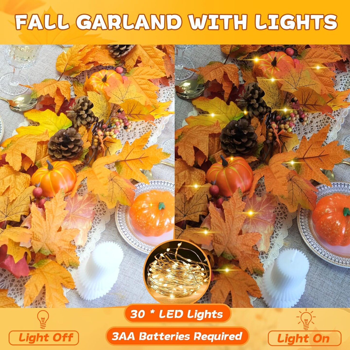 6Ft Fall Garland(Orange&#x26;yellow)&#x9;11.38 x 7.52 x 6.57 inches