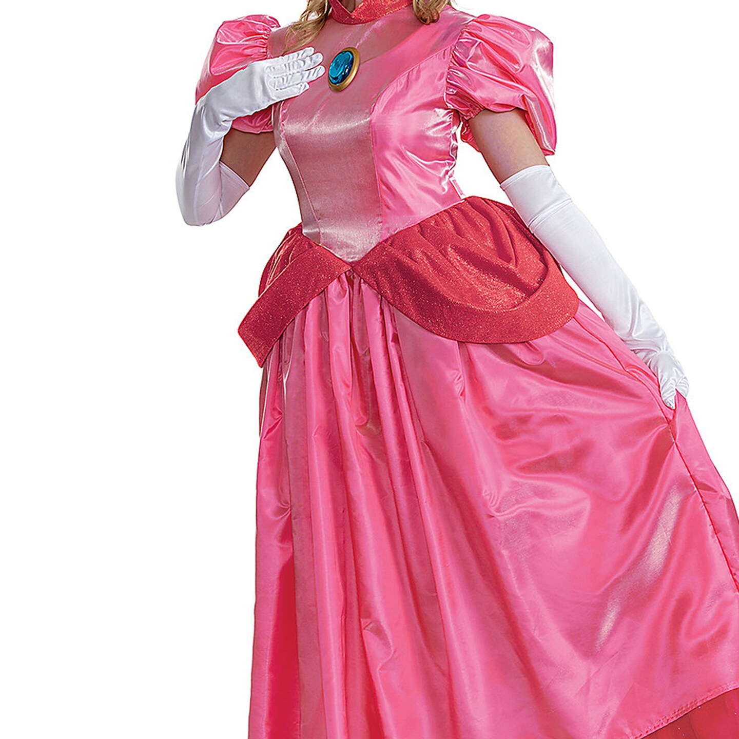 Womens Elevated Super Mario Bros Princess Peach Pink Dress Halloween Costume