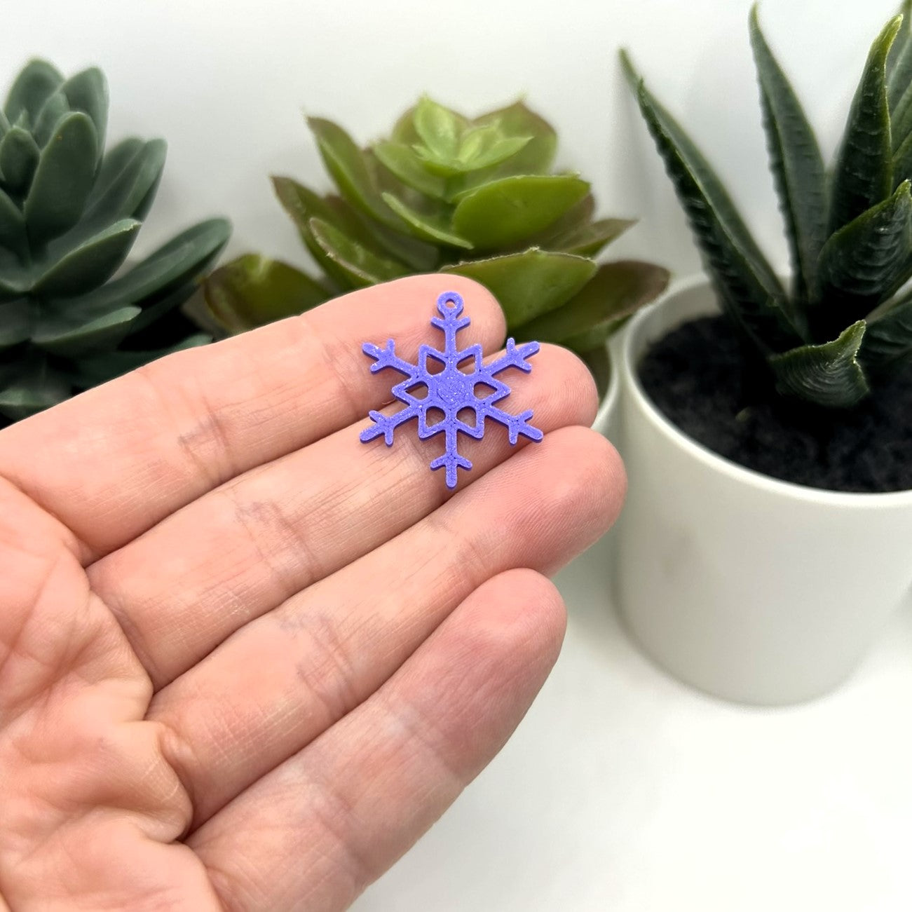 Purple Christmas Snowflake Charm, 22x26mm