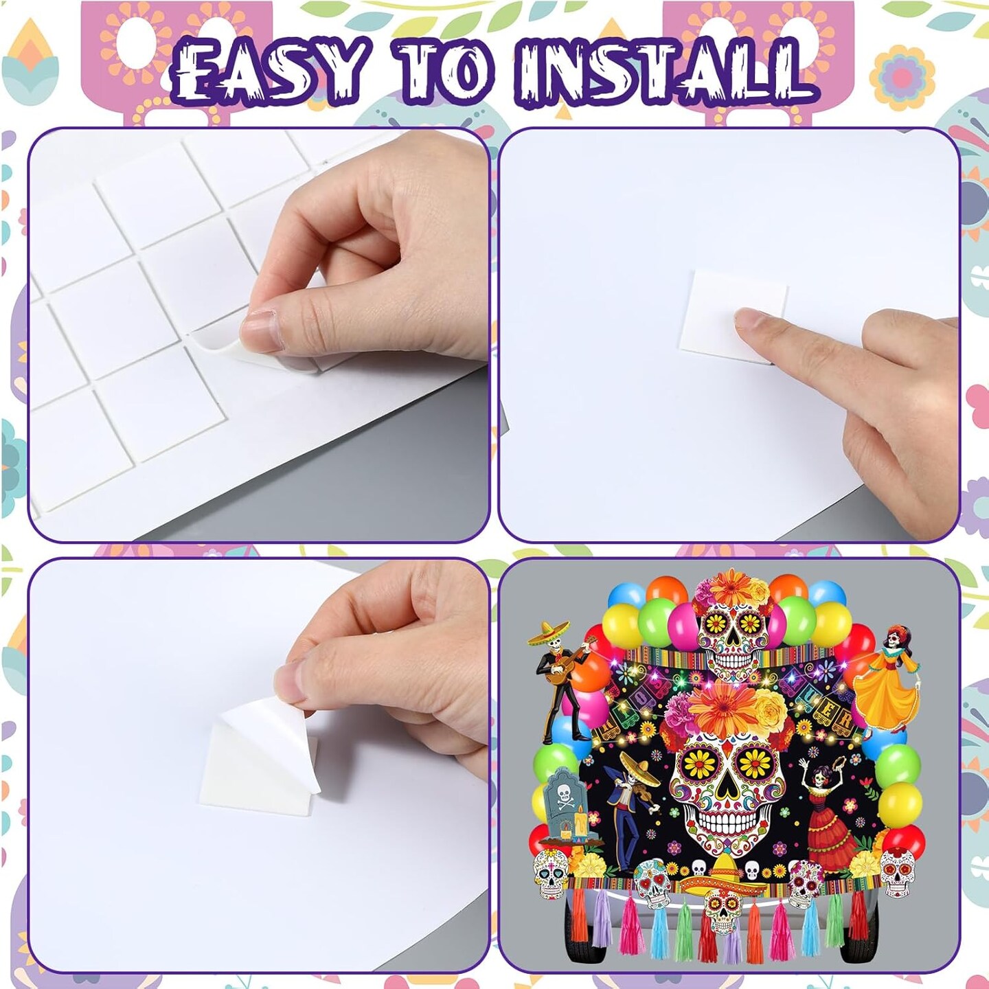 94 Pcs Day of The Dead Trunk or Treat Car Decoration