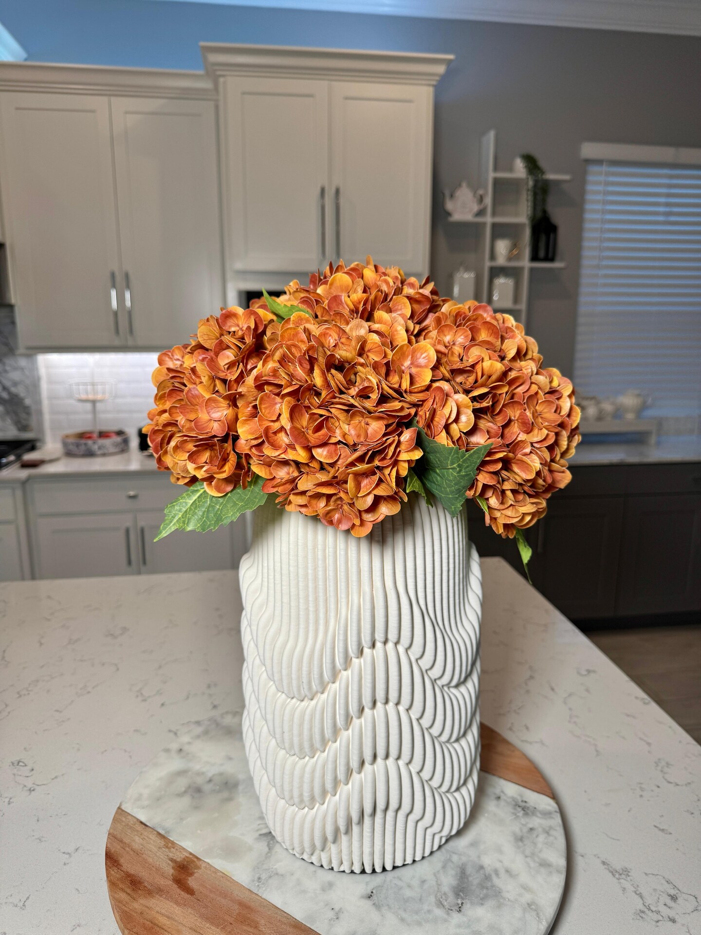 Ariane Nude Orange Hydrangea Real Touch Artificial Flower Stem for Home Decor Fall Autumn Season