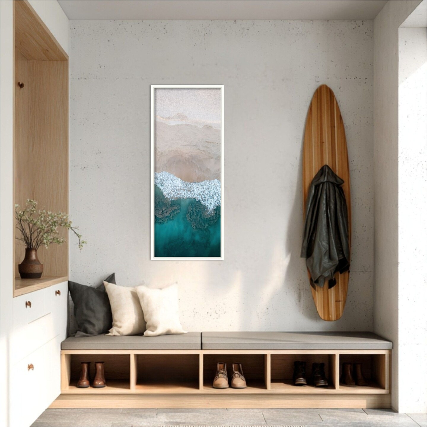 Amanti Art Framed Fabric Pinboard Aerial 20 Printed Bulletin Board for Use as a Vision Board or Wall Organization