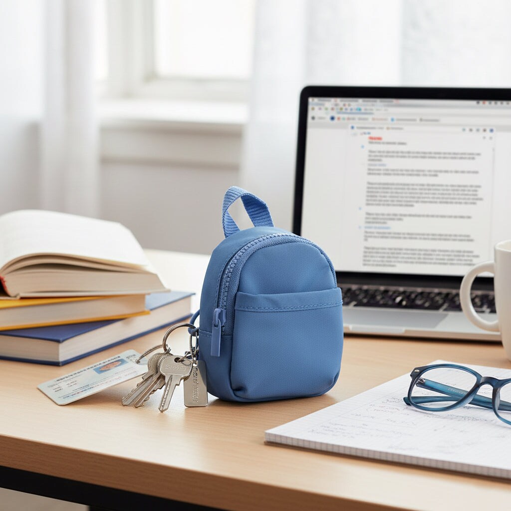 packlab Micro Nano Backpack Keychain - Blue Mini Backpack Coin Purse for Cards, Lip Balm & Essentials