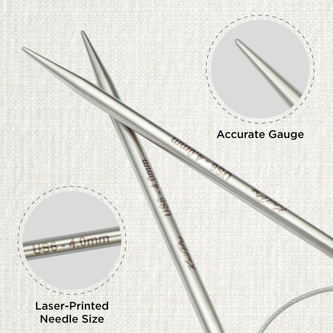 KnitPro Stelo Lace Fixed Circular Knitting Needles 40" Size 0 - 17