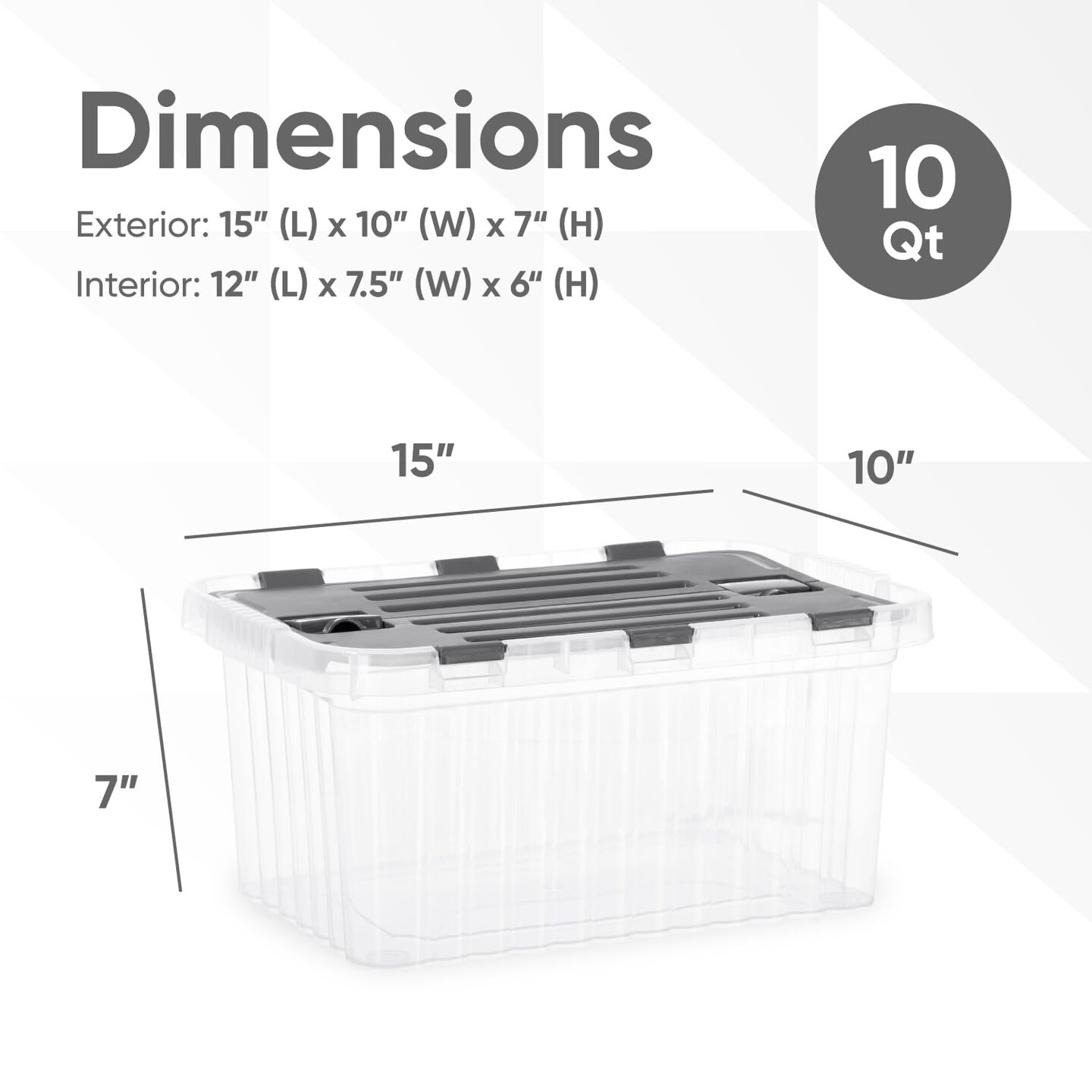 Superio Storage Box with Hinged Lids, Plastic Container Bins for Organizing with Attached Lid, Stackable Crates, BPA Free, Organizers for Home, Office, Dorm
