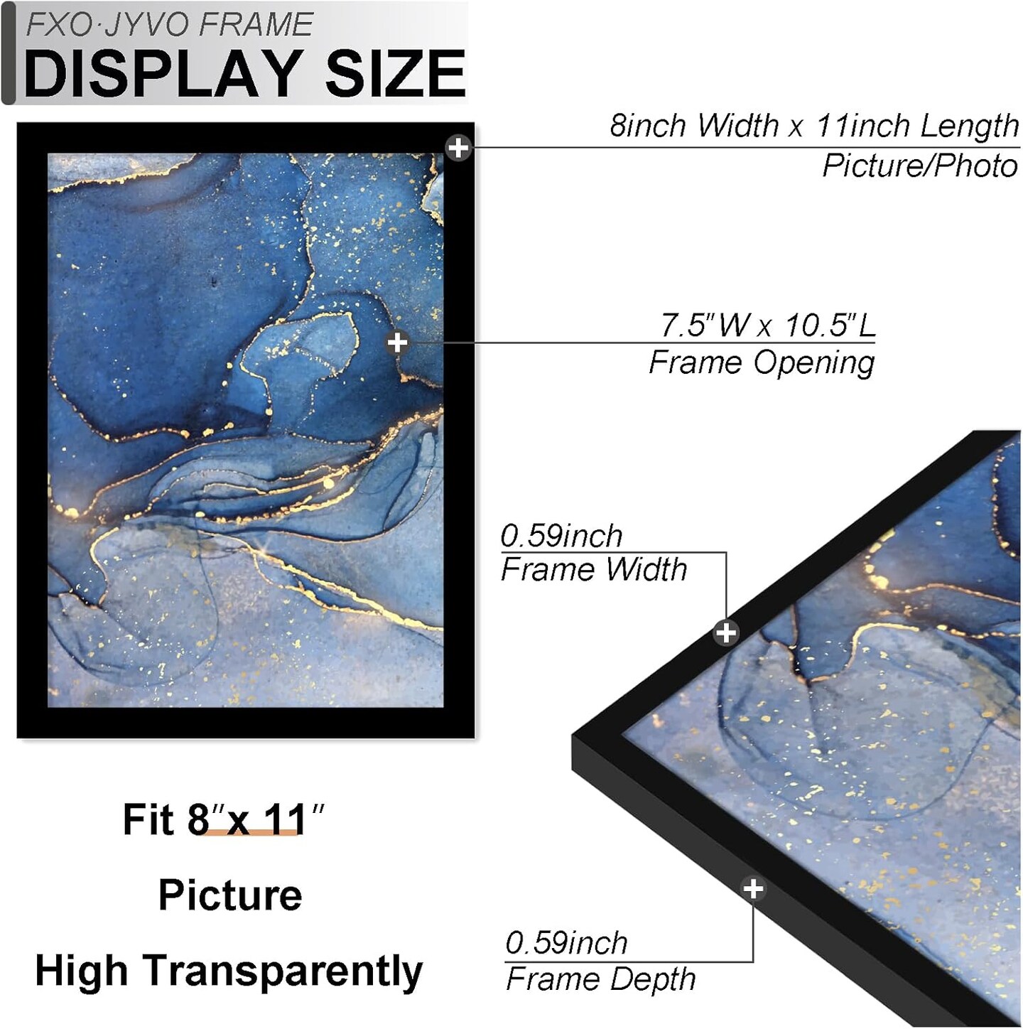 8x11 Picture Frame Set of 3, Black Frame for 8 x 11 Inch Picture Poster Photo, Light Weight and High Transparent 8 by 11 Frame for Wall - 3 Pack/Black/8&#x22;x11&#x22;