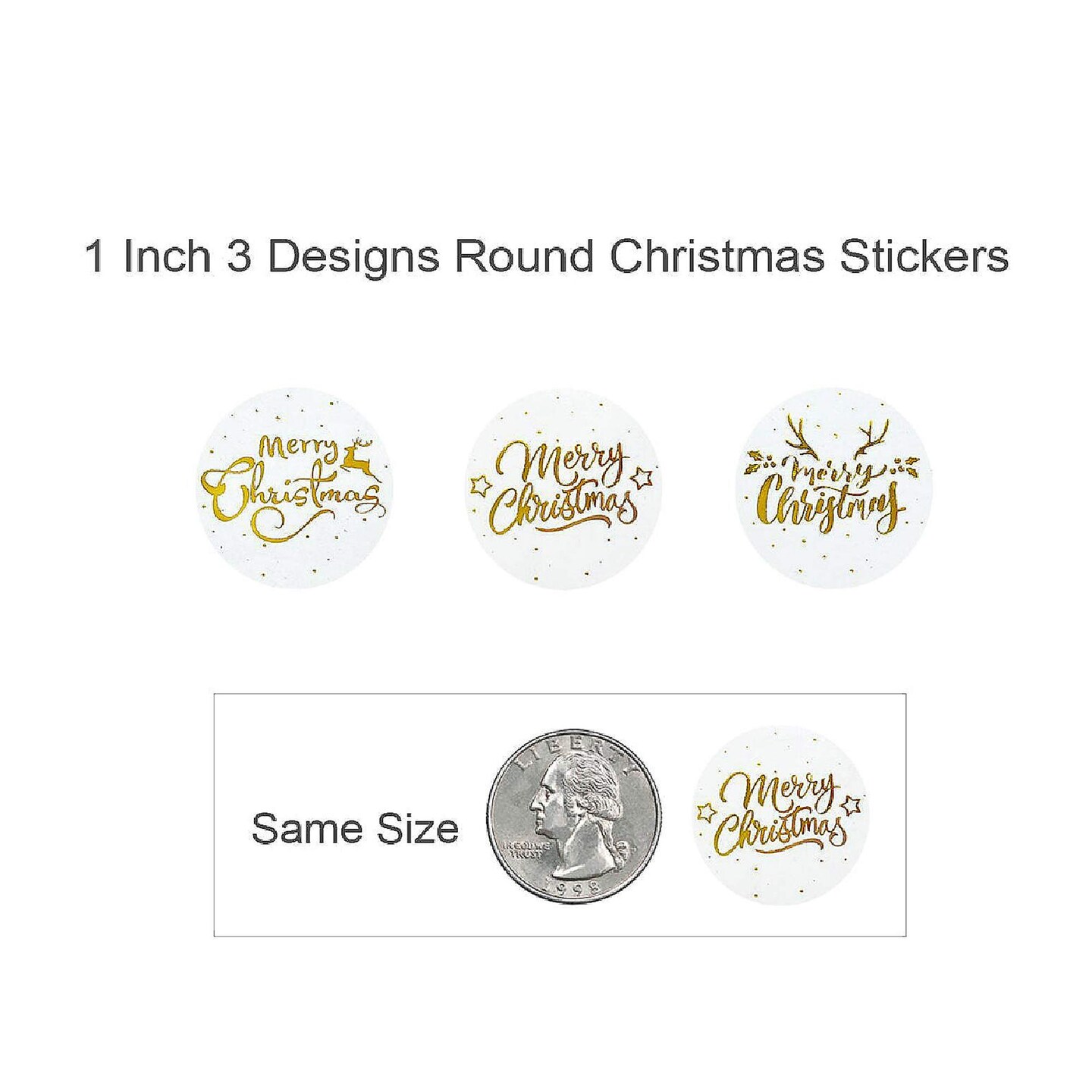 Wrapables Christmas Stickers Label Roll Holiday Stickers 500 Pc Gold Foil Merry Christmas