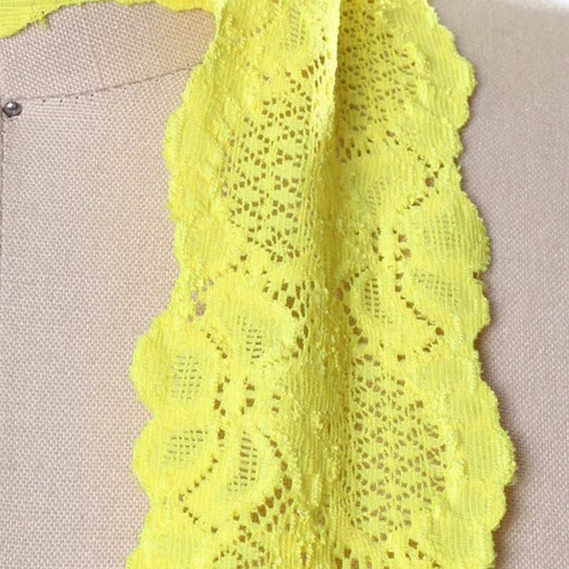 2 Yards Bright Yellow Wide Stretch Lace Trim 2.5" Floral Elastic for Lingerie Sewing & Crafts