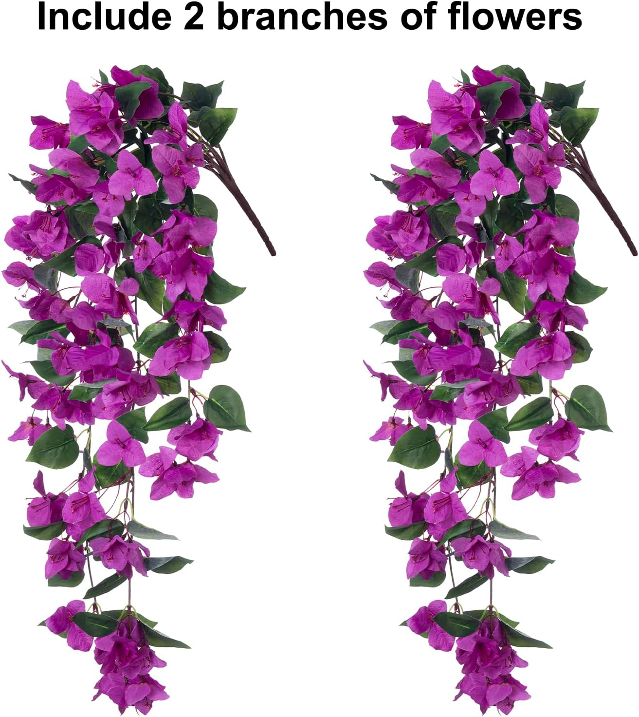 Artificial Fake Hanging Flowers Plants for Outdoor Outside Decor,2 PCS Faux Silk