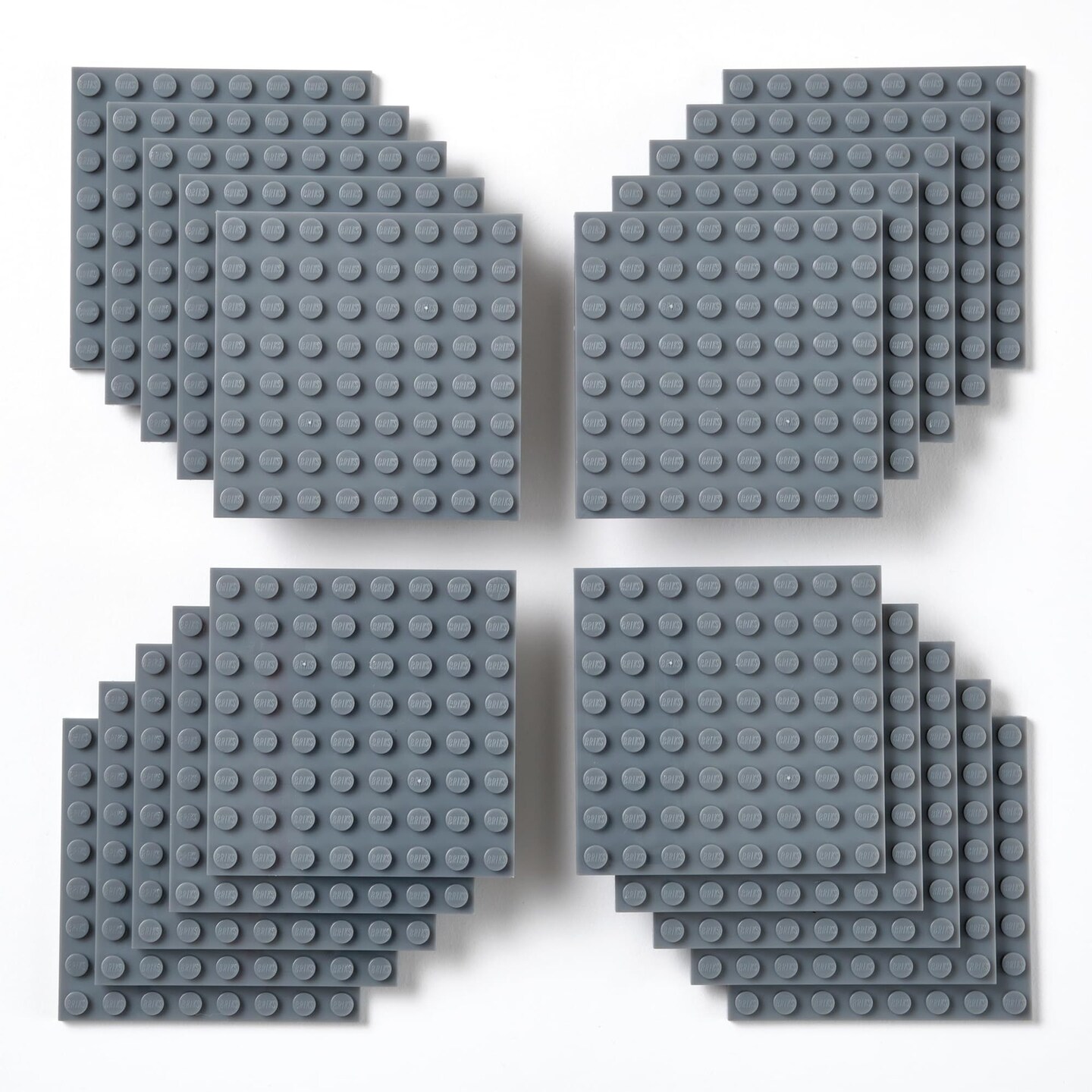 Strictly Briks Building Baseplates - Creative Play with Flat Plates - Compatible with Lego Sets - Ages 3 & Up Toy Pack - 20 Pack, 2.5 x 2.5 in, Gray