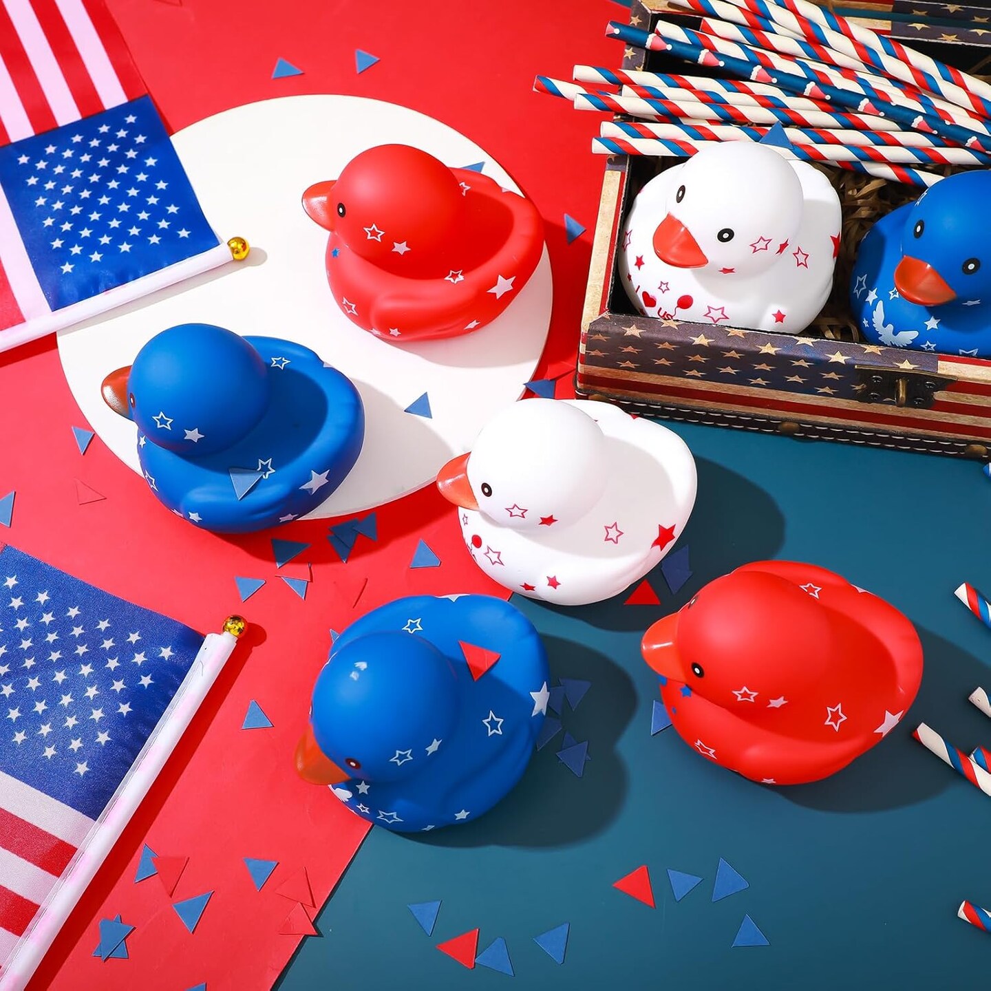 12 Pcs 3 Inch Patriotic Rubber Ducks